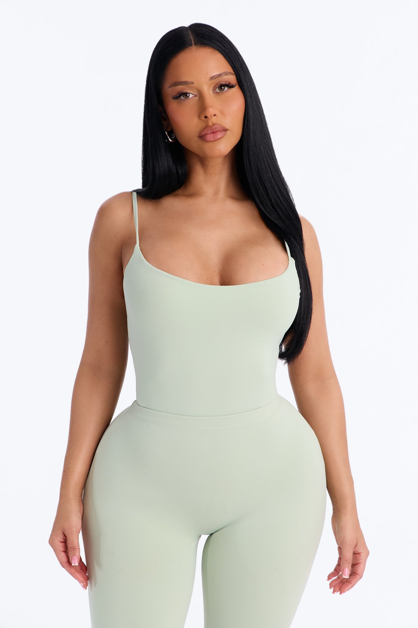 Second Skin Double Lined Square Neck Cami Bodysuit - Mint image 2