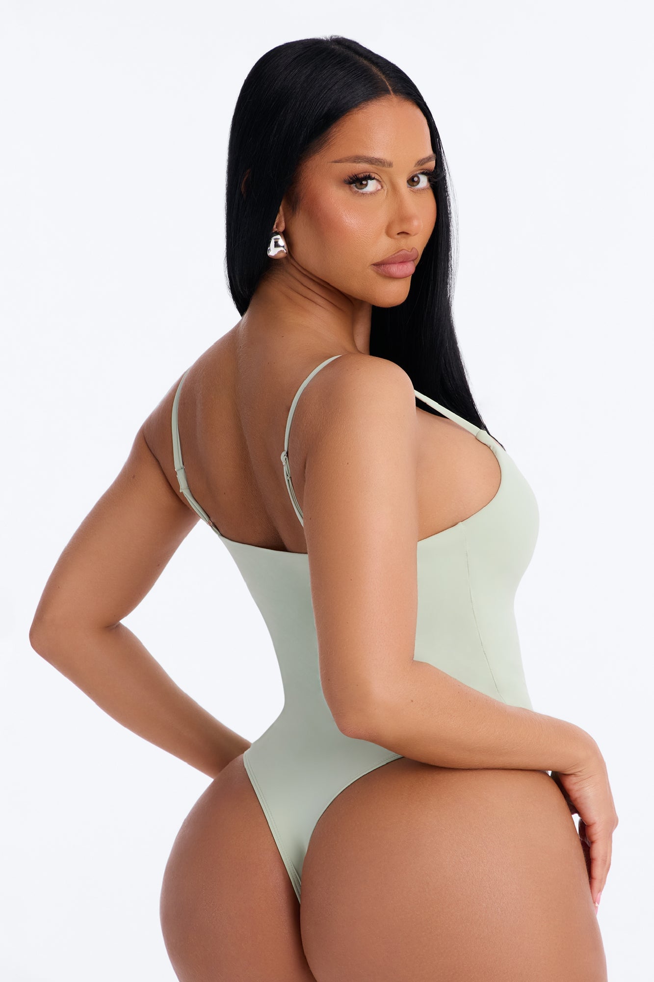 Second Skin Double Lined Square Neck Cami Bodysuit - Mint image 4
