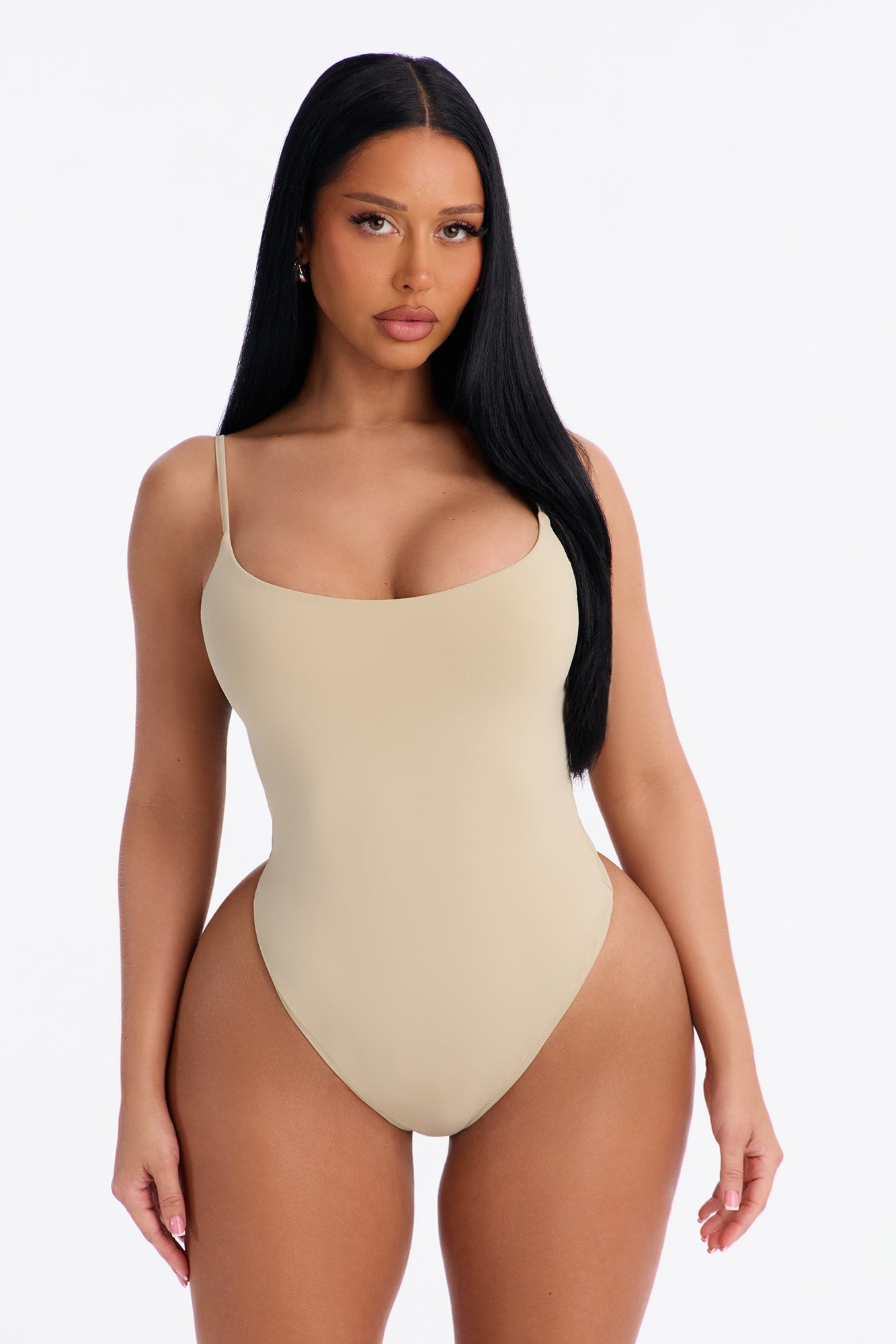 Second Skin Double Lined Square Neck Cami Bodysuit - Stone image 5