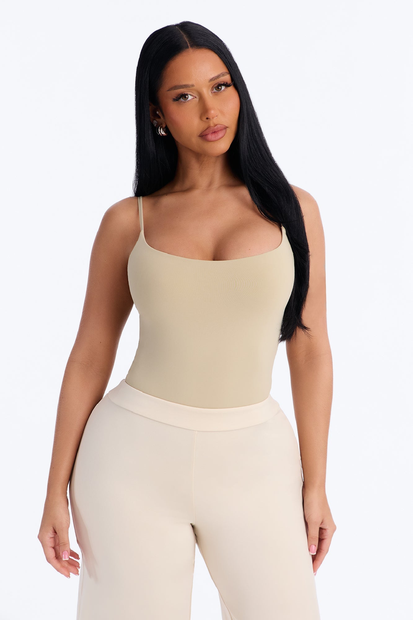 Second Skin Double Lined Square Neck Cami Bodysuit - Stone image 6