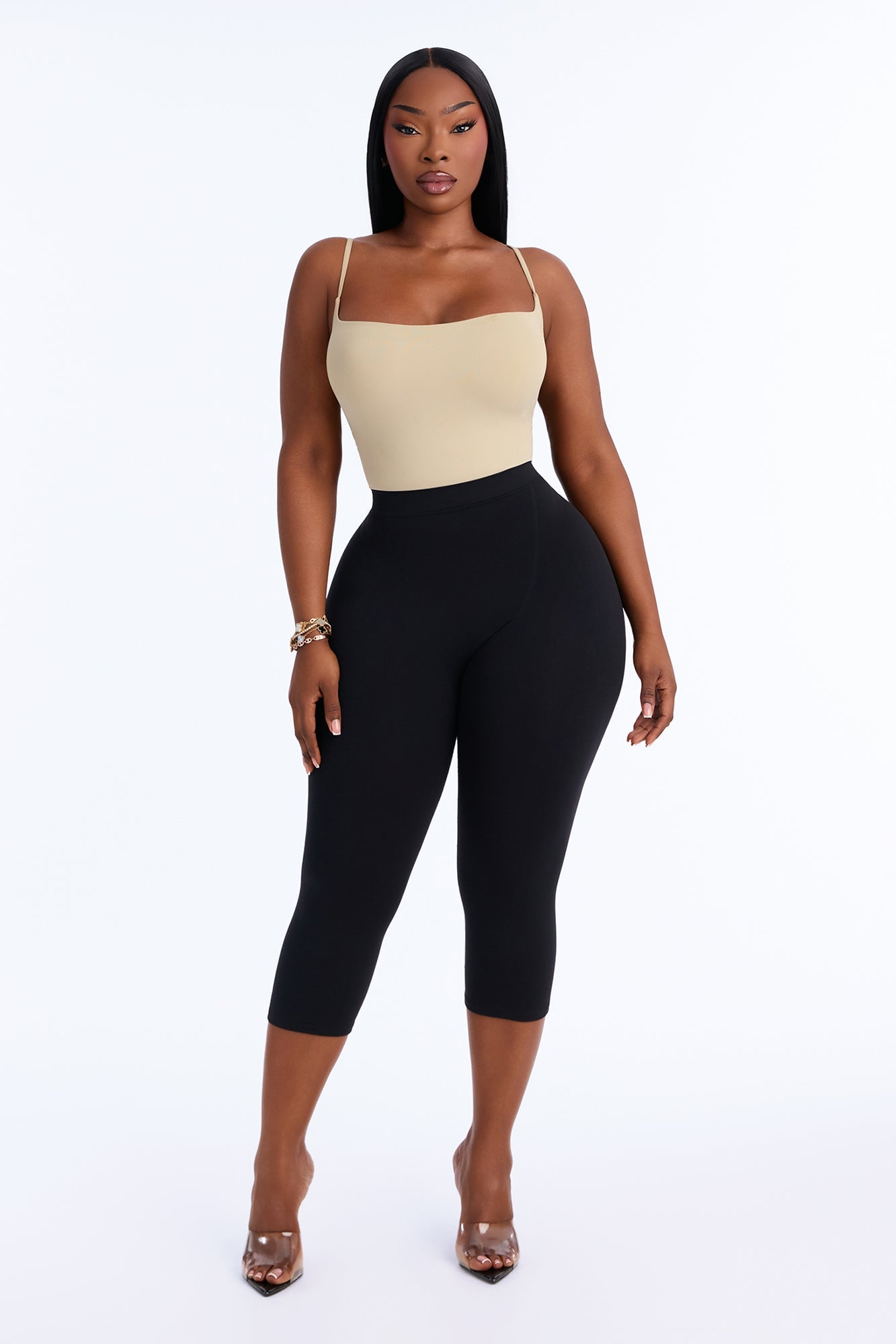 Second Skin Double Lined Square Neck Cami Bodysuit - Stone image 2