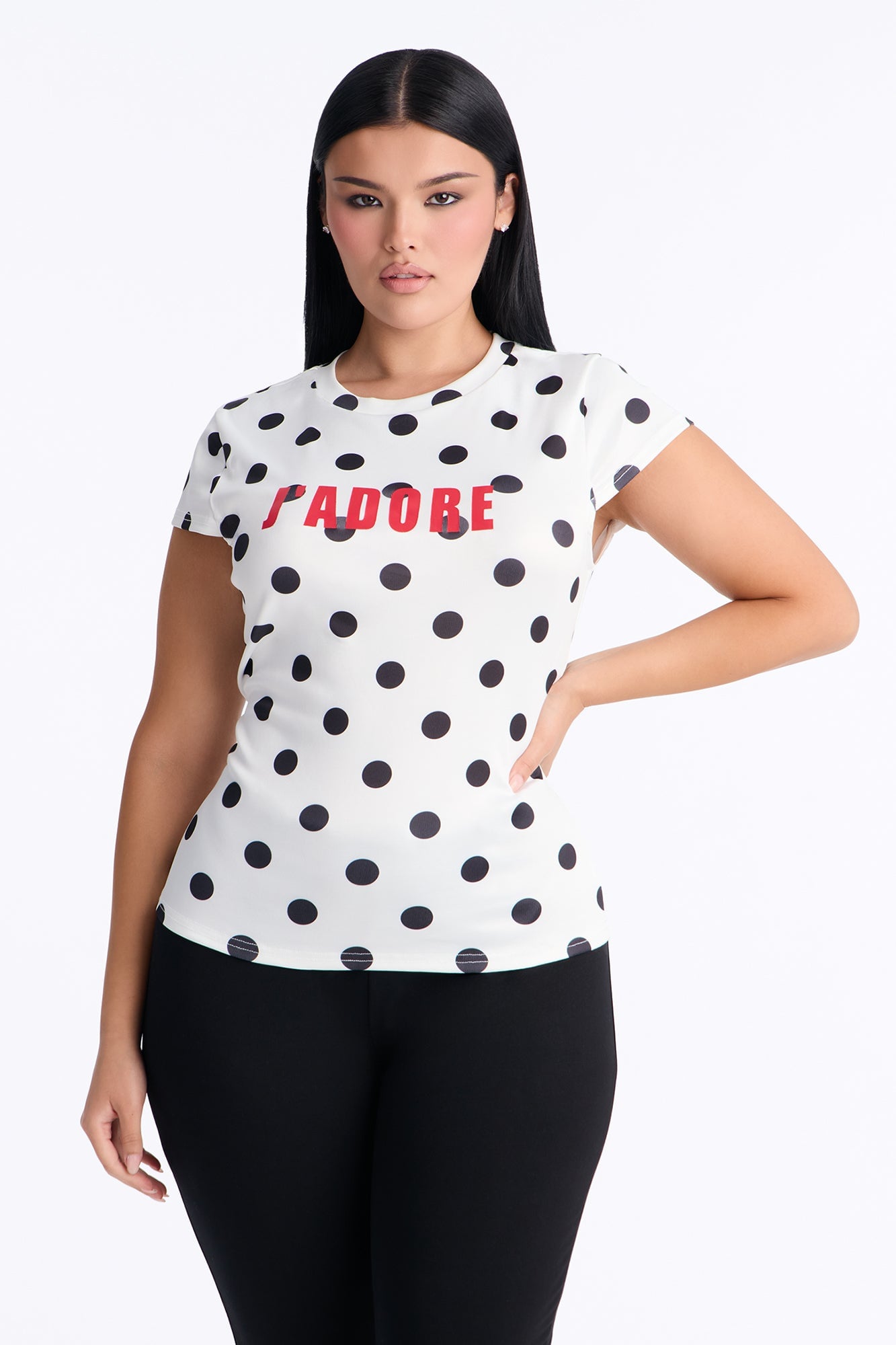 Jadore Moment Polka Dot Baby Tee - White image 1