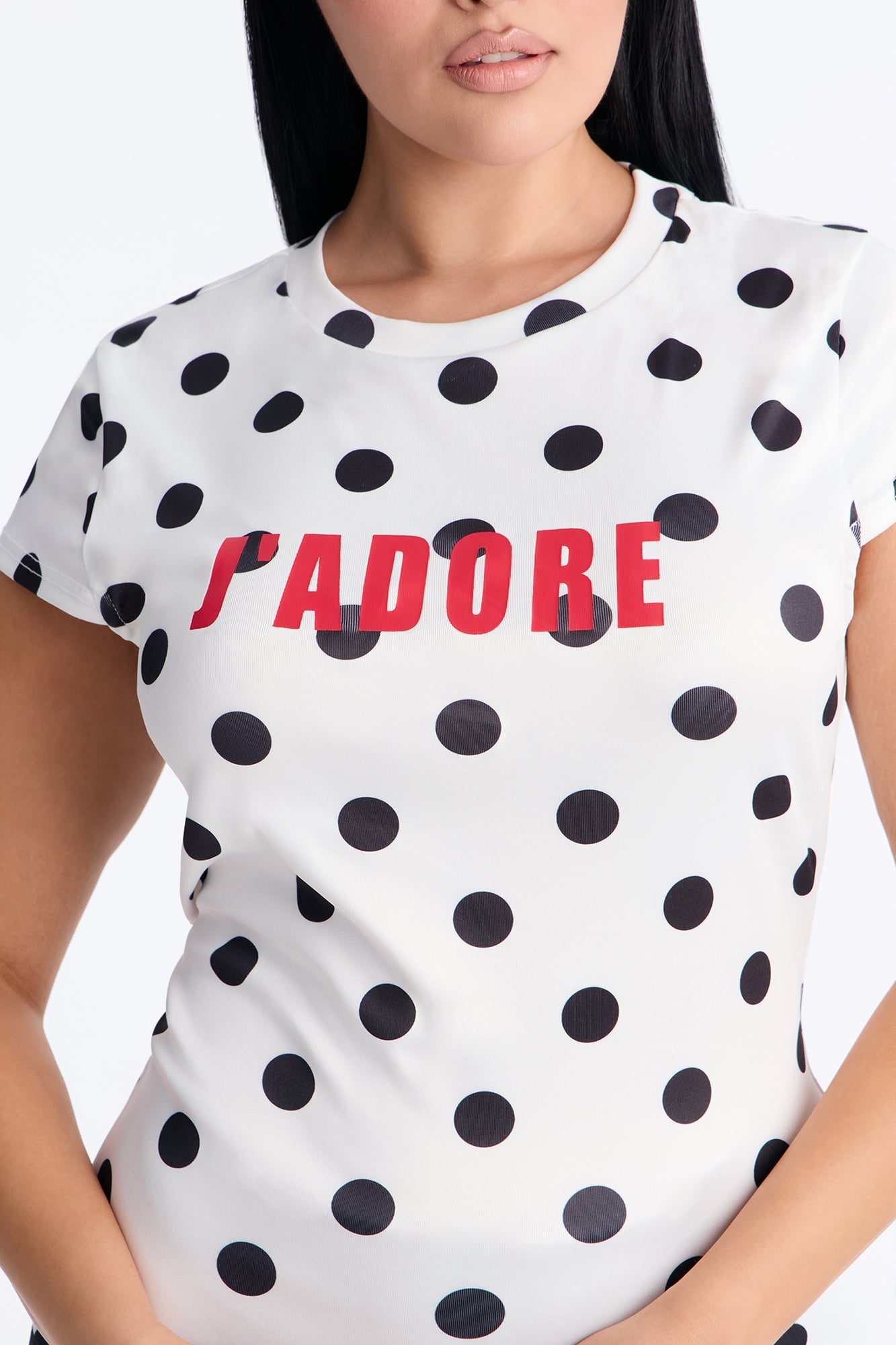 Jadore Moment Polka Dot Baby Tee - White image 3