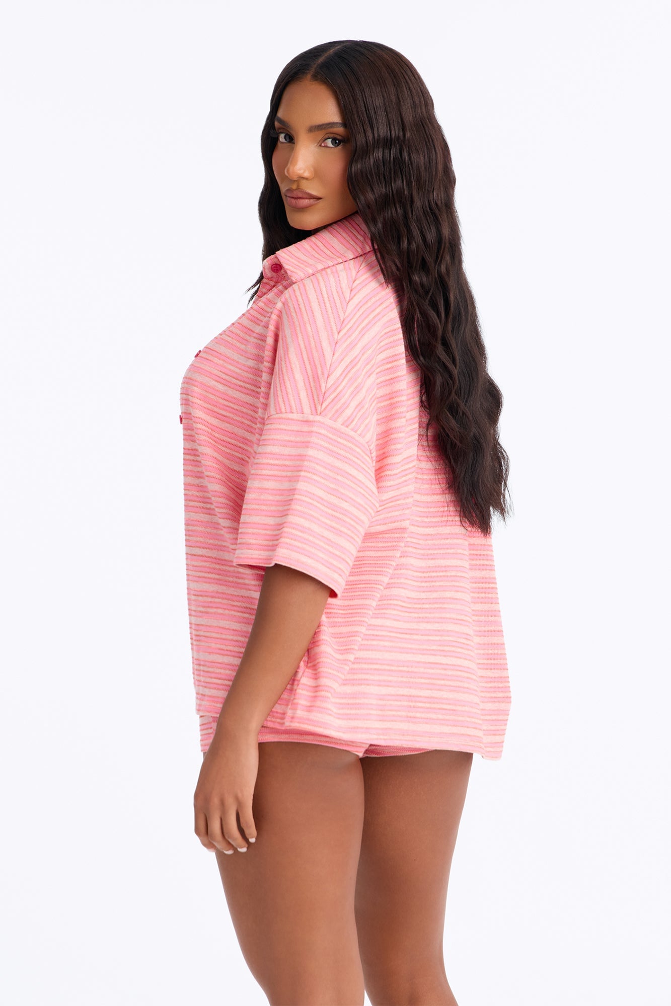 Coastal Chill Striped 3 Piece Short Set - Pink image 4