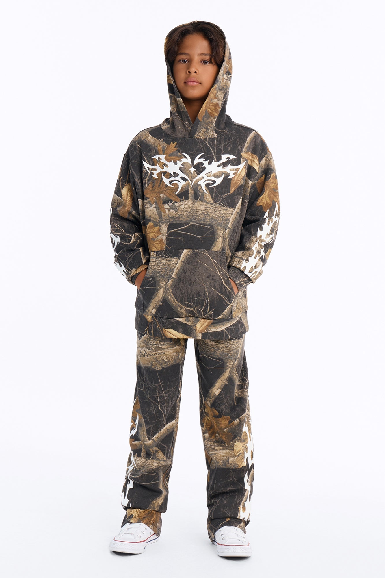 Mini Real Tree Shadow Goth Hoodie - Camouflage image 2