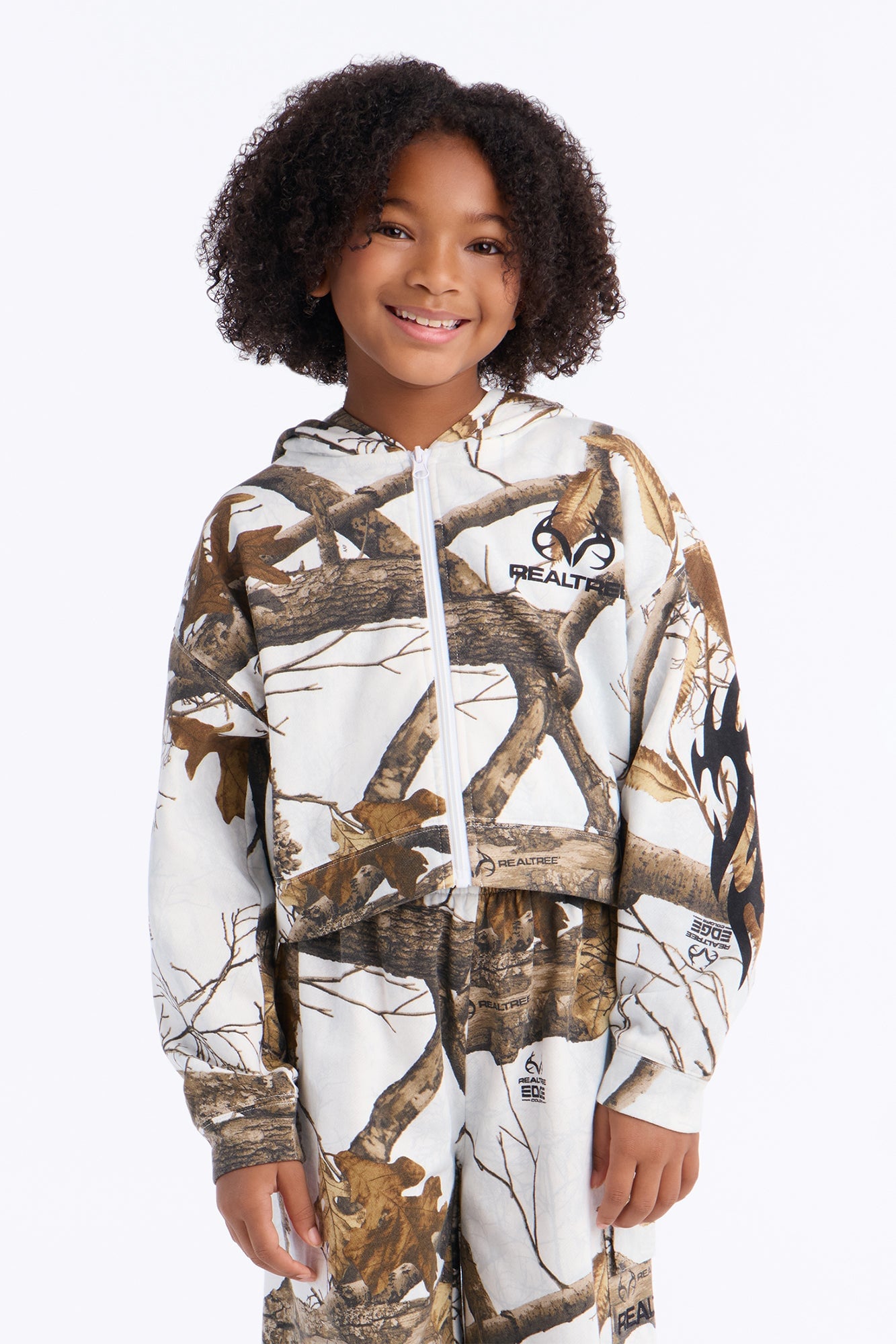 Mini Realtree Zip Up Cropped Sweatshirt - White/combo image 1