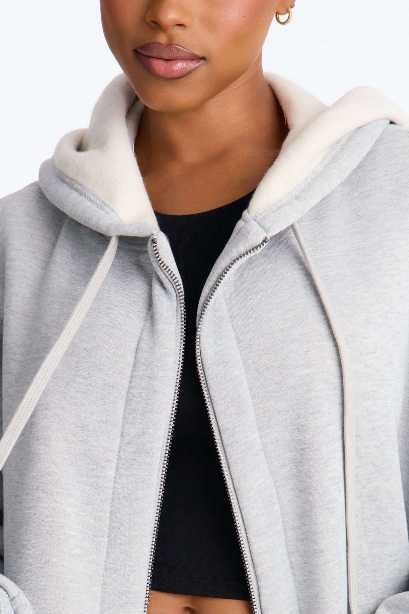 Sunday Lounge Fleece Hooded Long Jacket - Heather Grey image 8