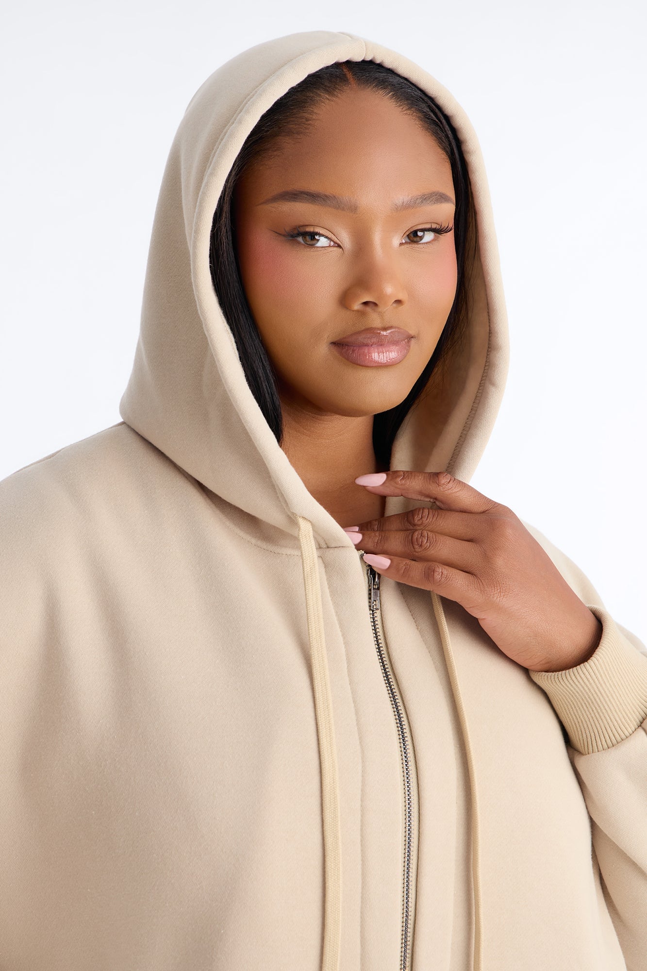 Sunday Lounge Fleece Hooded Long Jacket - Taupe image 4