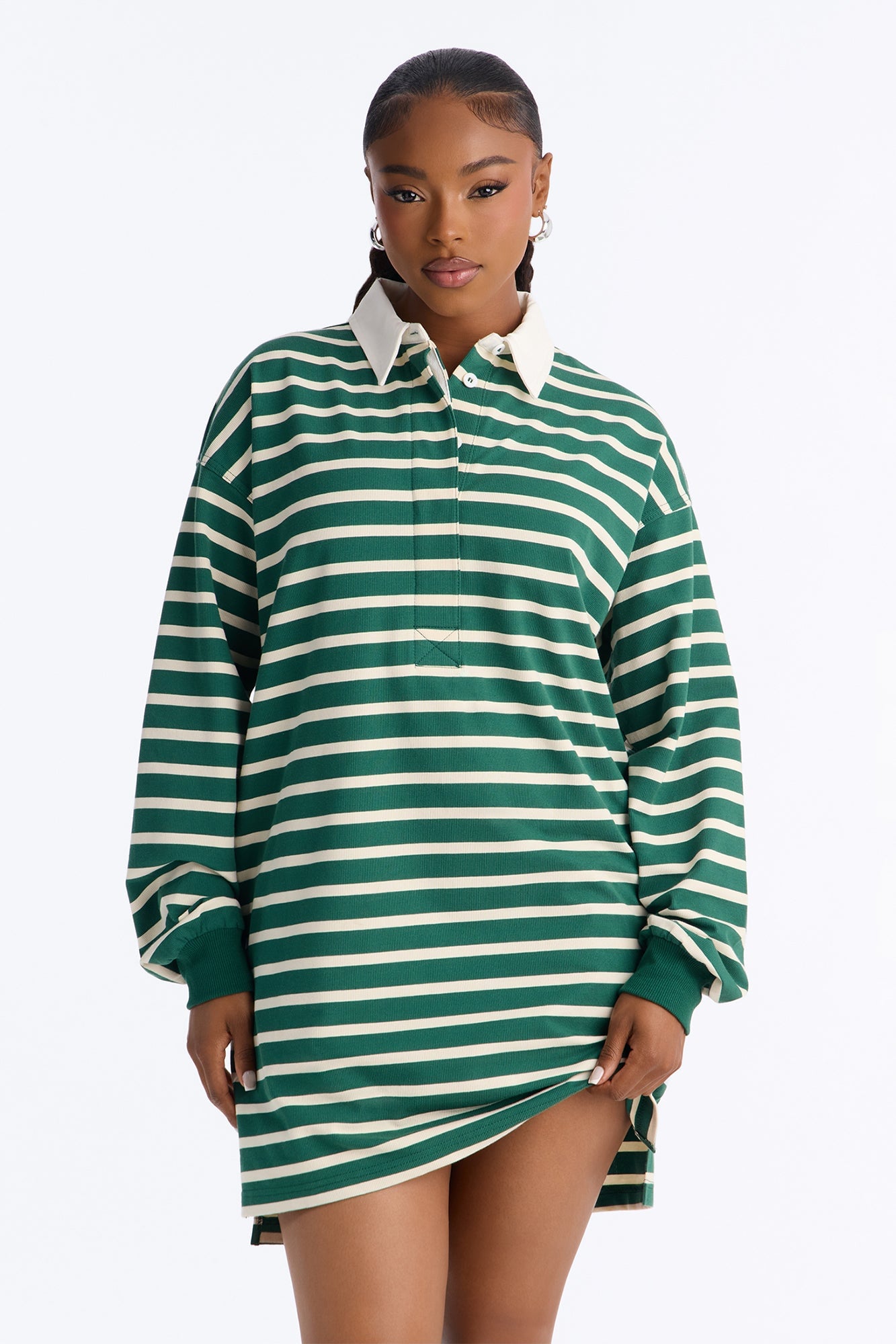 Just A Casual Slay Striped Mini Dress - Green/combo image 1