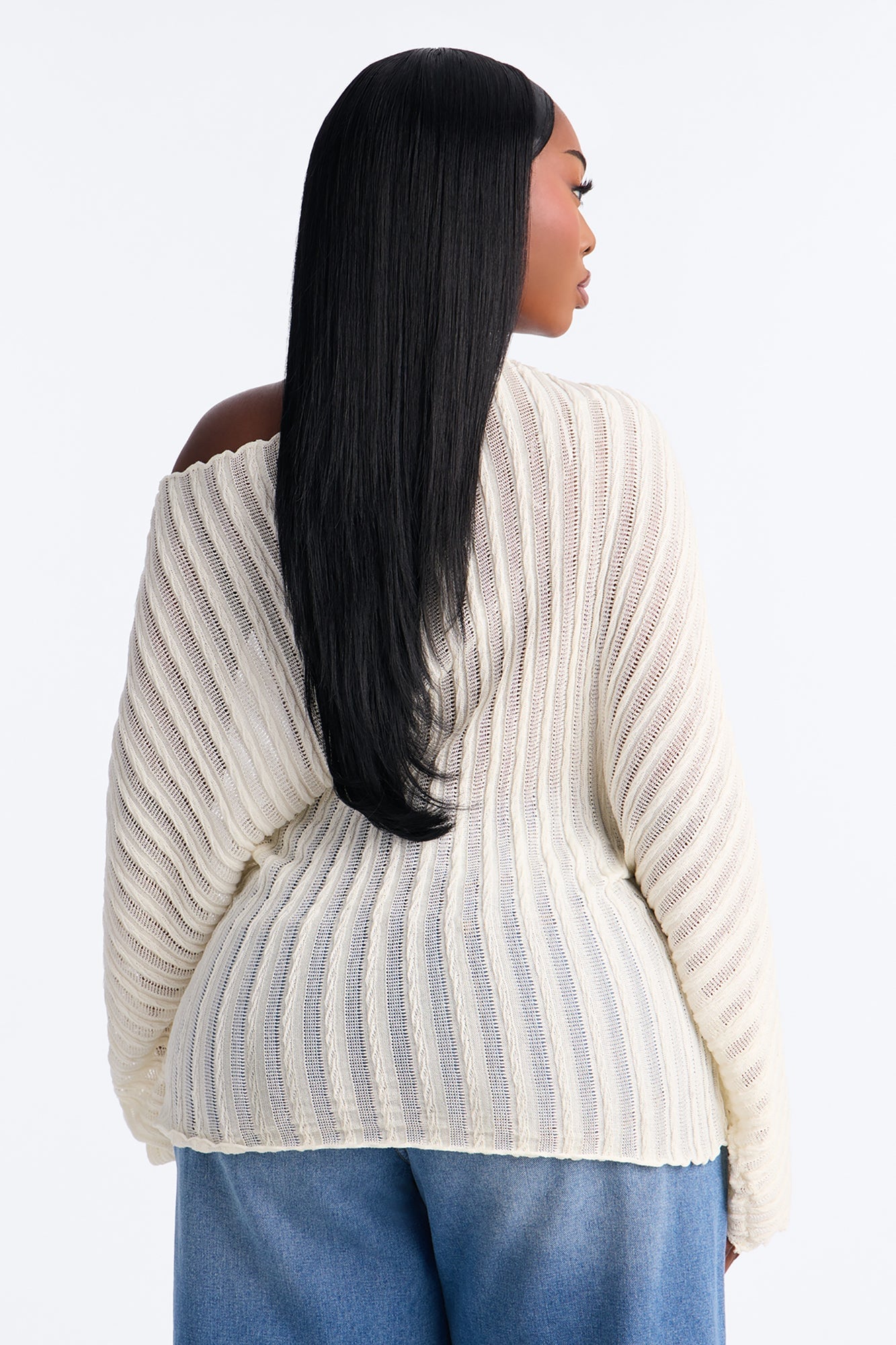 Silent Romance Tie Waist Pullover Sweater - Cream image 3