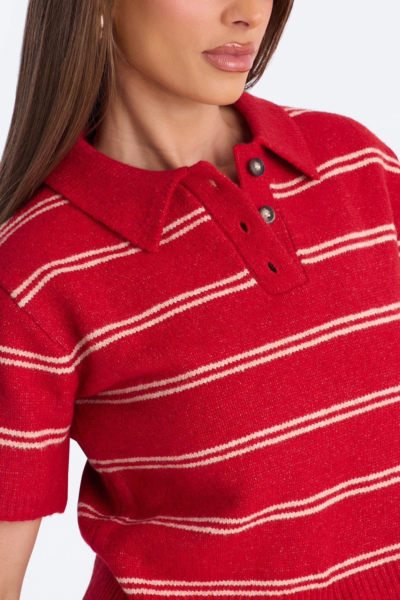Cassidy Striped Polo Sweater - Red/combo image 6