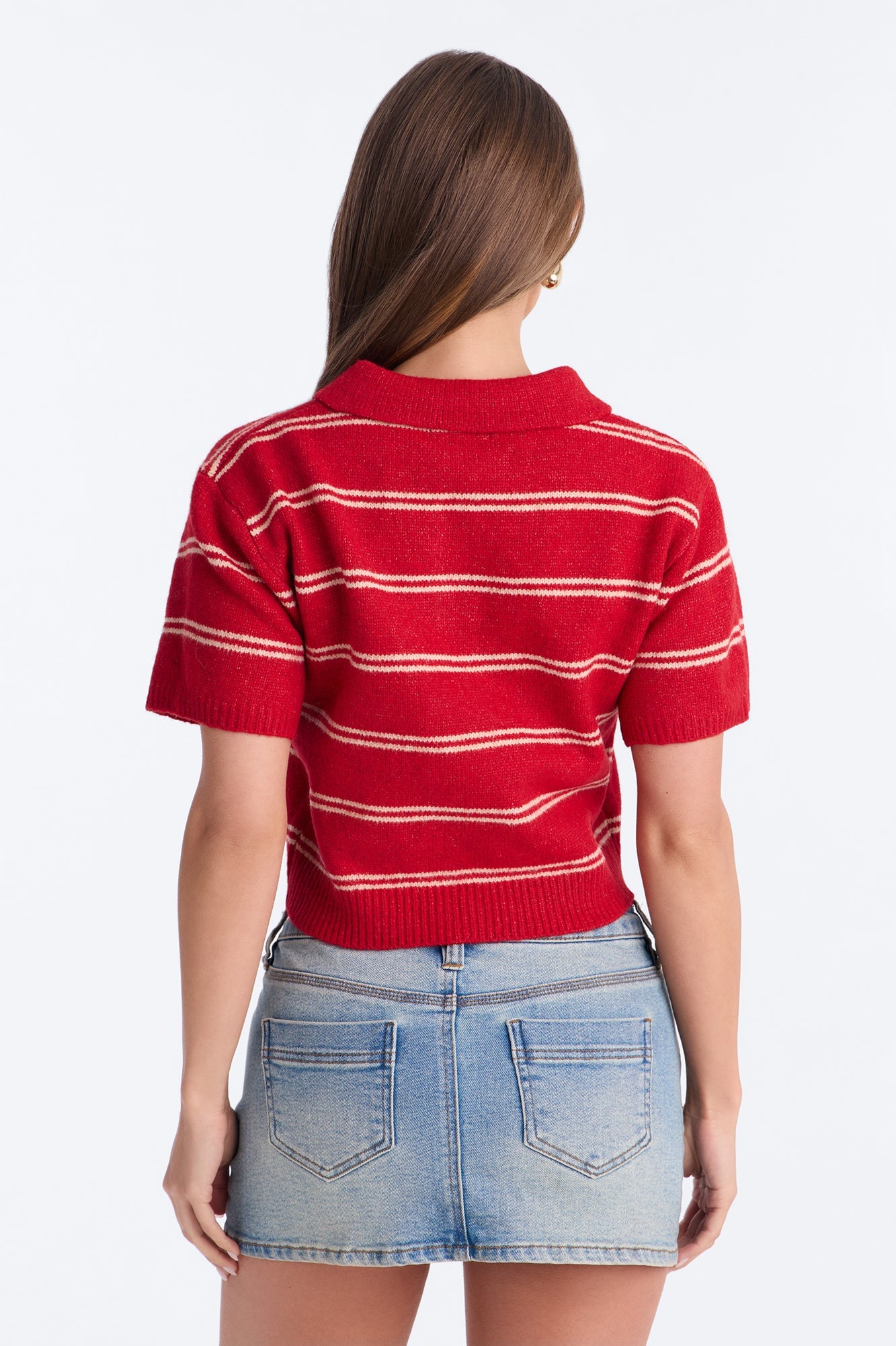 Cassidy Striped Polo Sweater - Red/combo image 7
