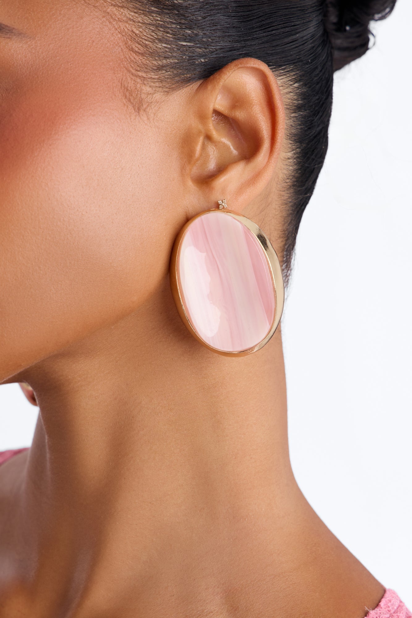 Girls Need Love Earrings - Gold/Pink image 2