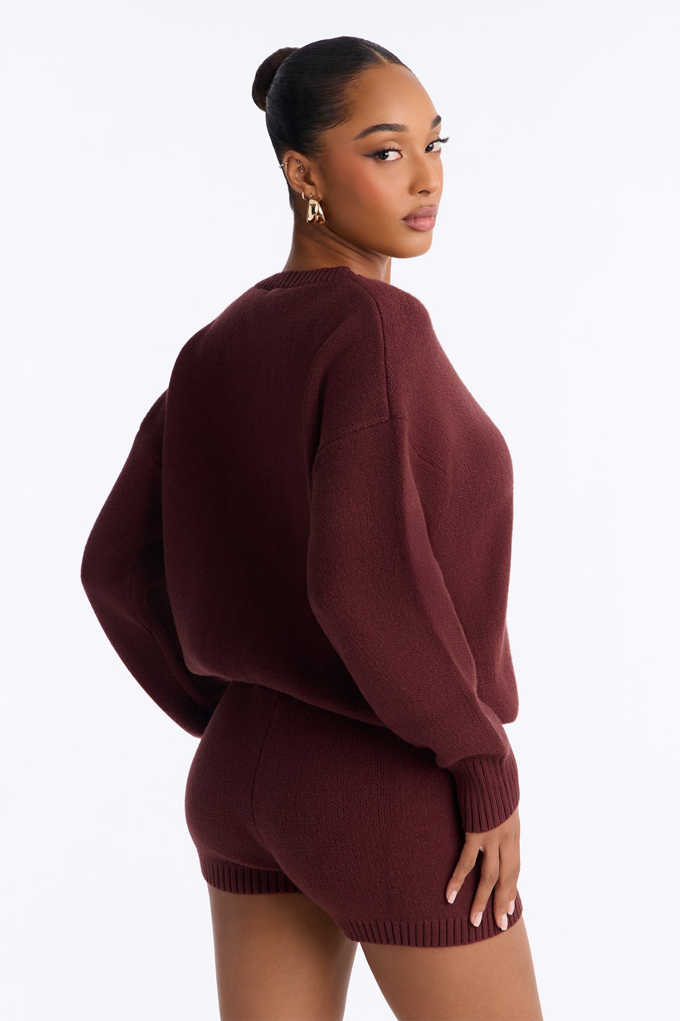 Soft Life Long Sleeve Sweater Romper - Chocolate image 4