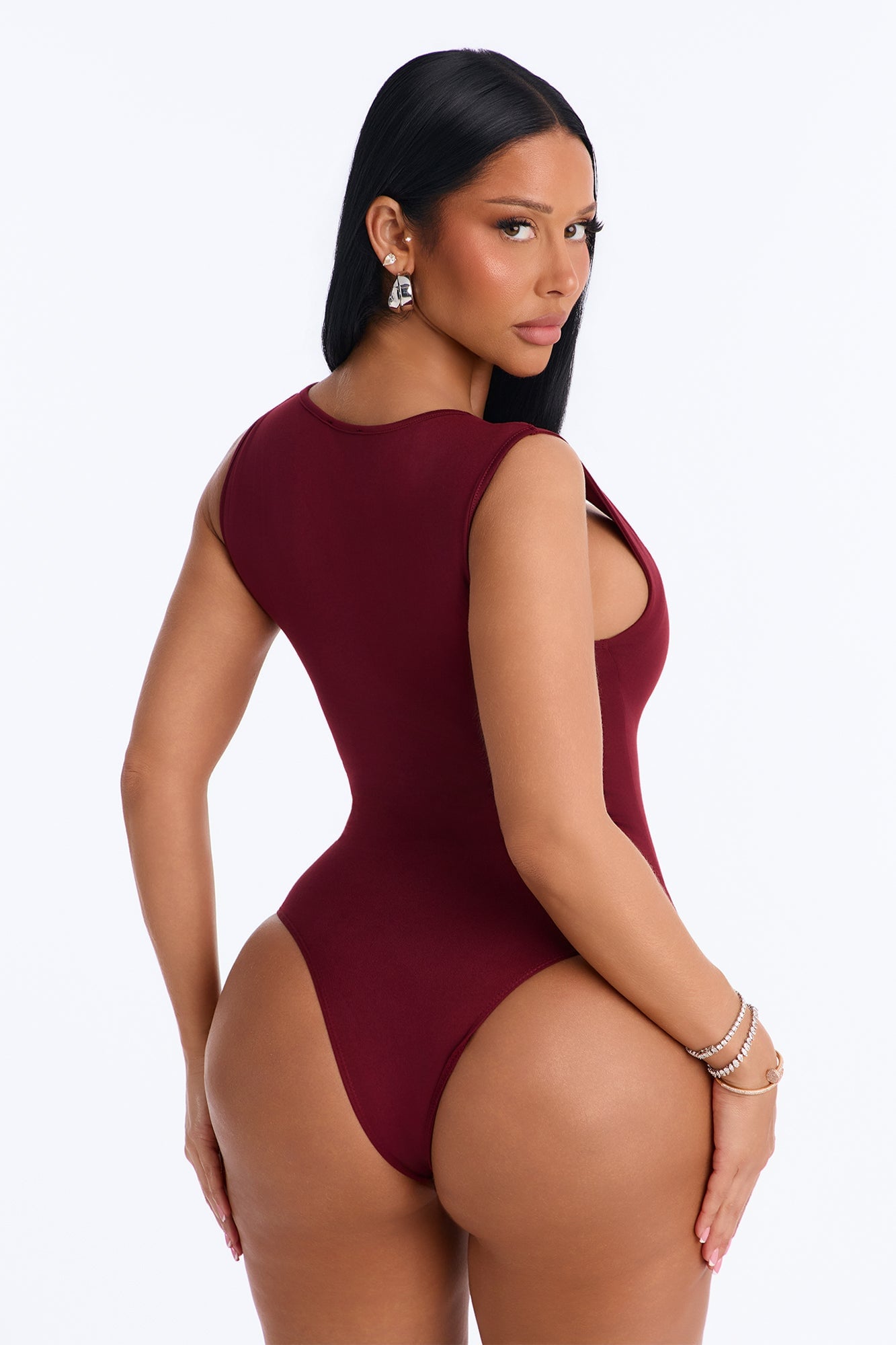 Serena Square Neck Bodysuit - Burgundy image 8