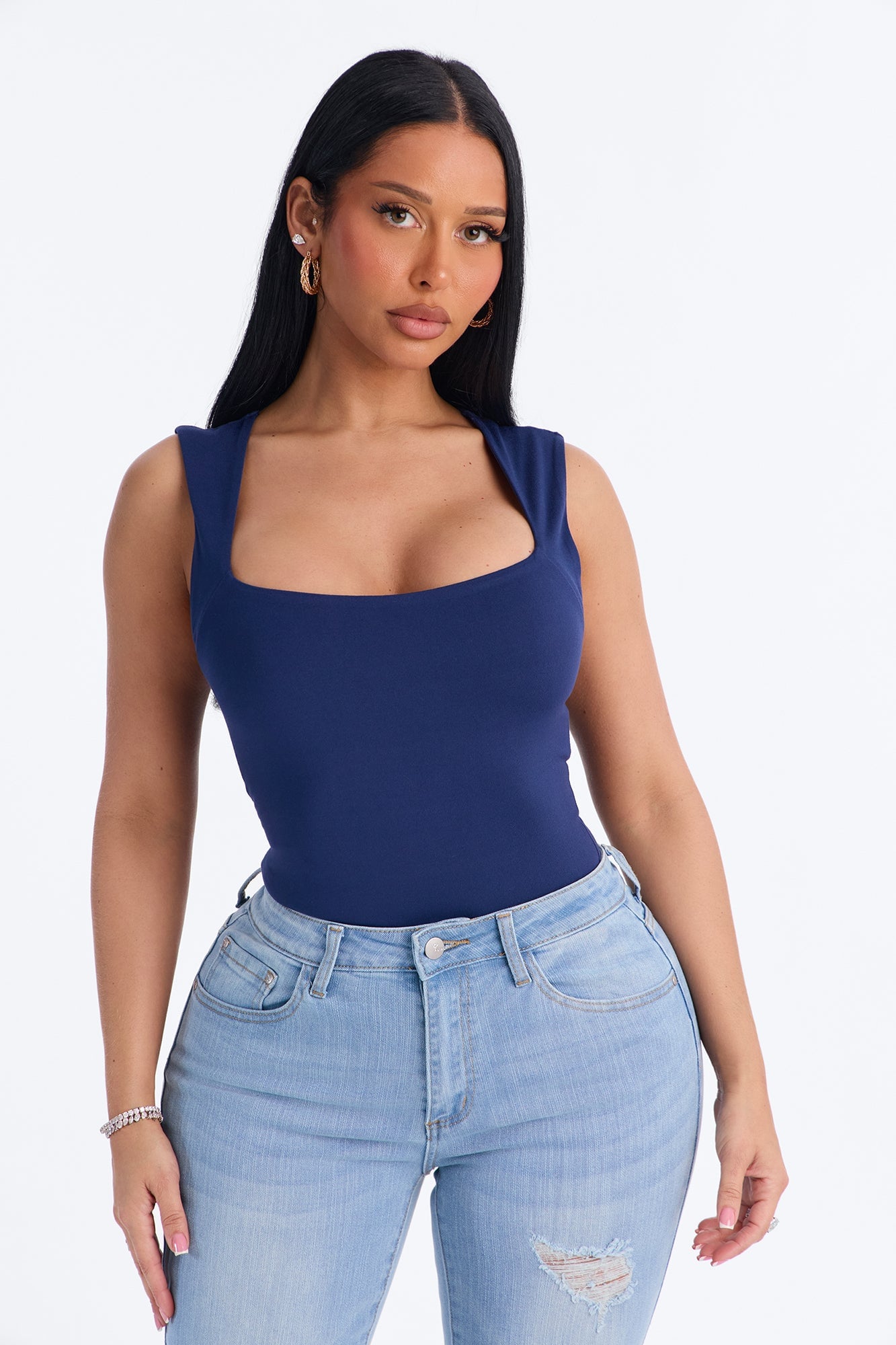 Serena Square Neck Bodysuit - Navy image 8