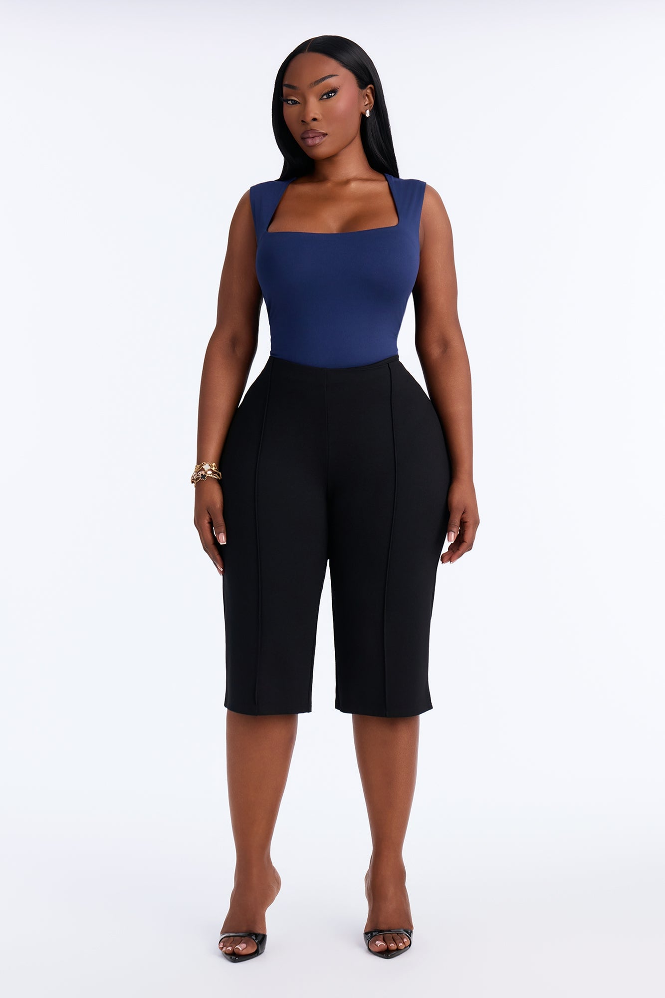 Serena Square Neck Bodysuit - Navy