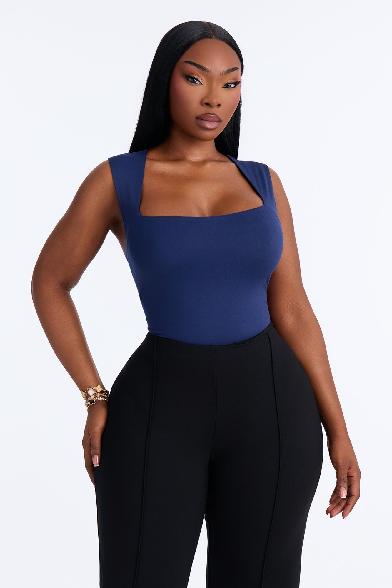 Serena Square Neck Bodysuit - Navy image 2