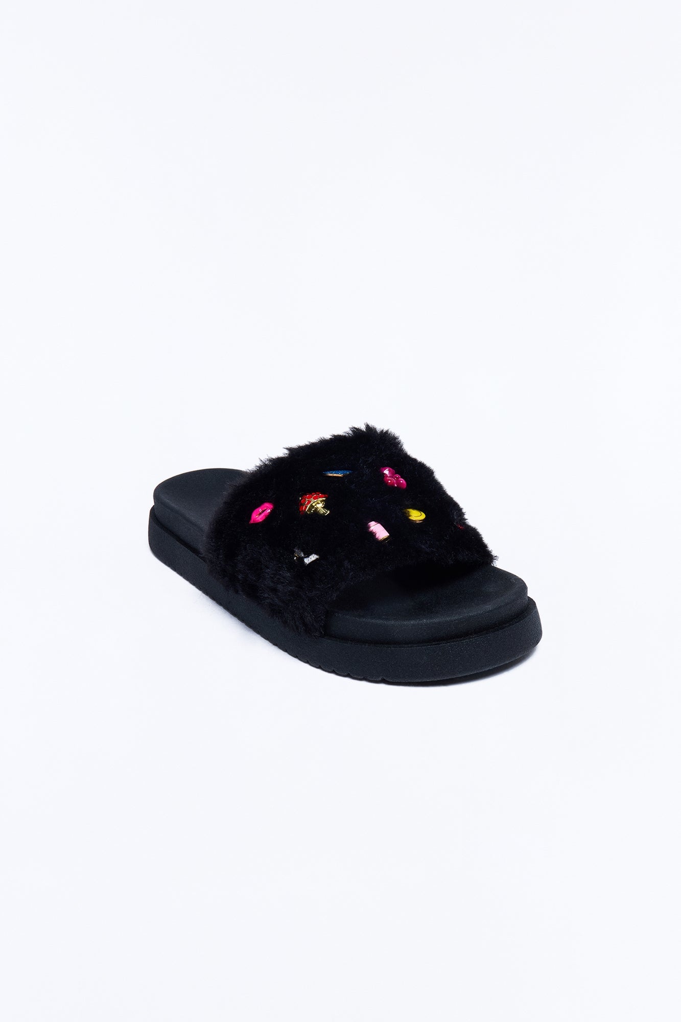 Mini Steve Madden Just A Girl Fur Slipper - Black image 3