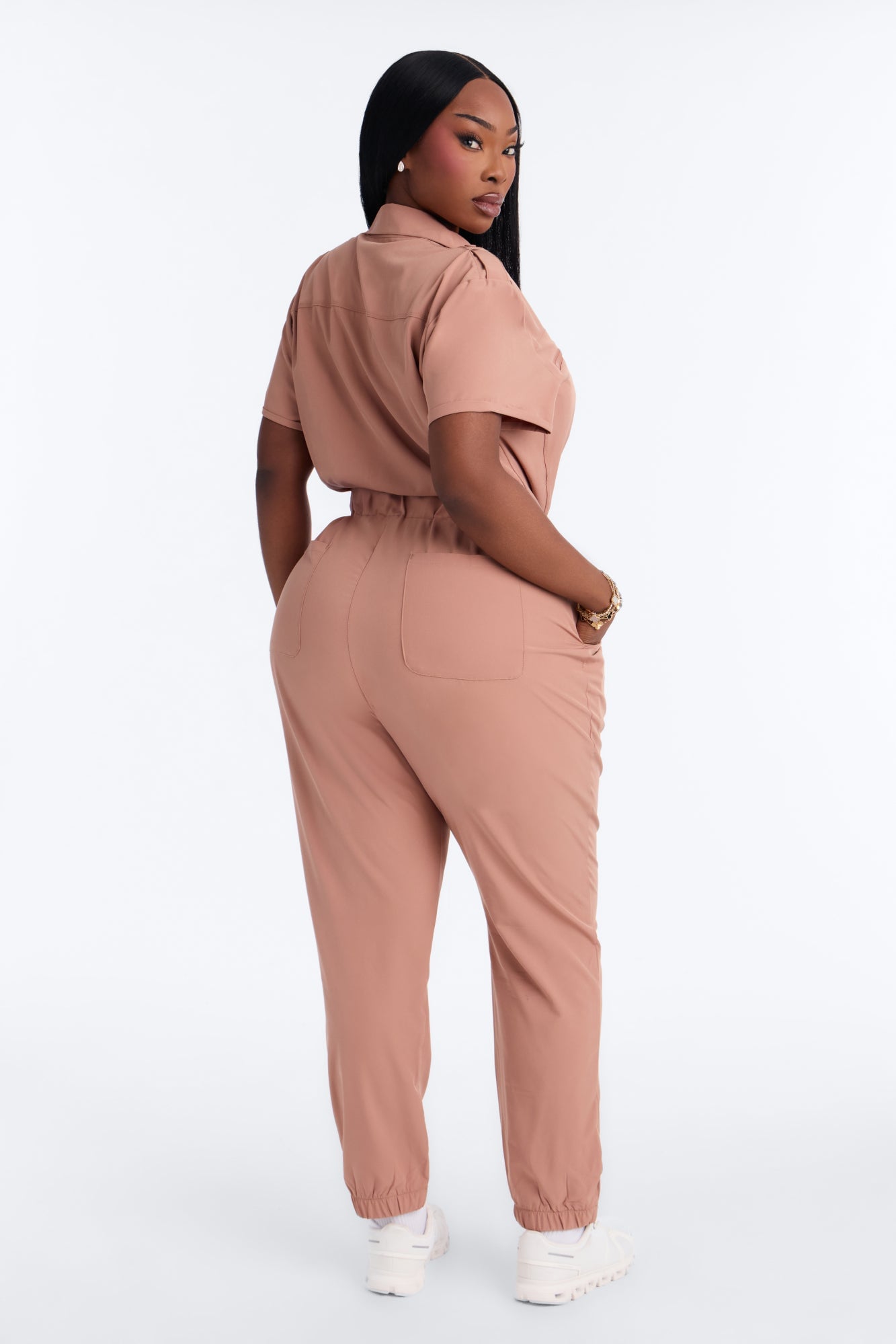 On Call Stretch Uniform Scrub Jumpsuit - Mocha image 3