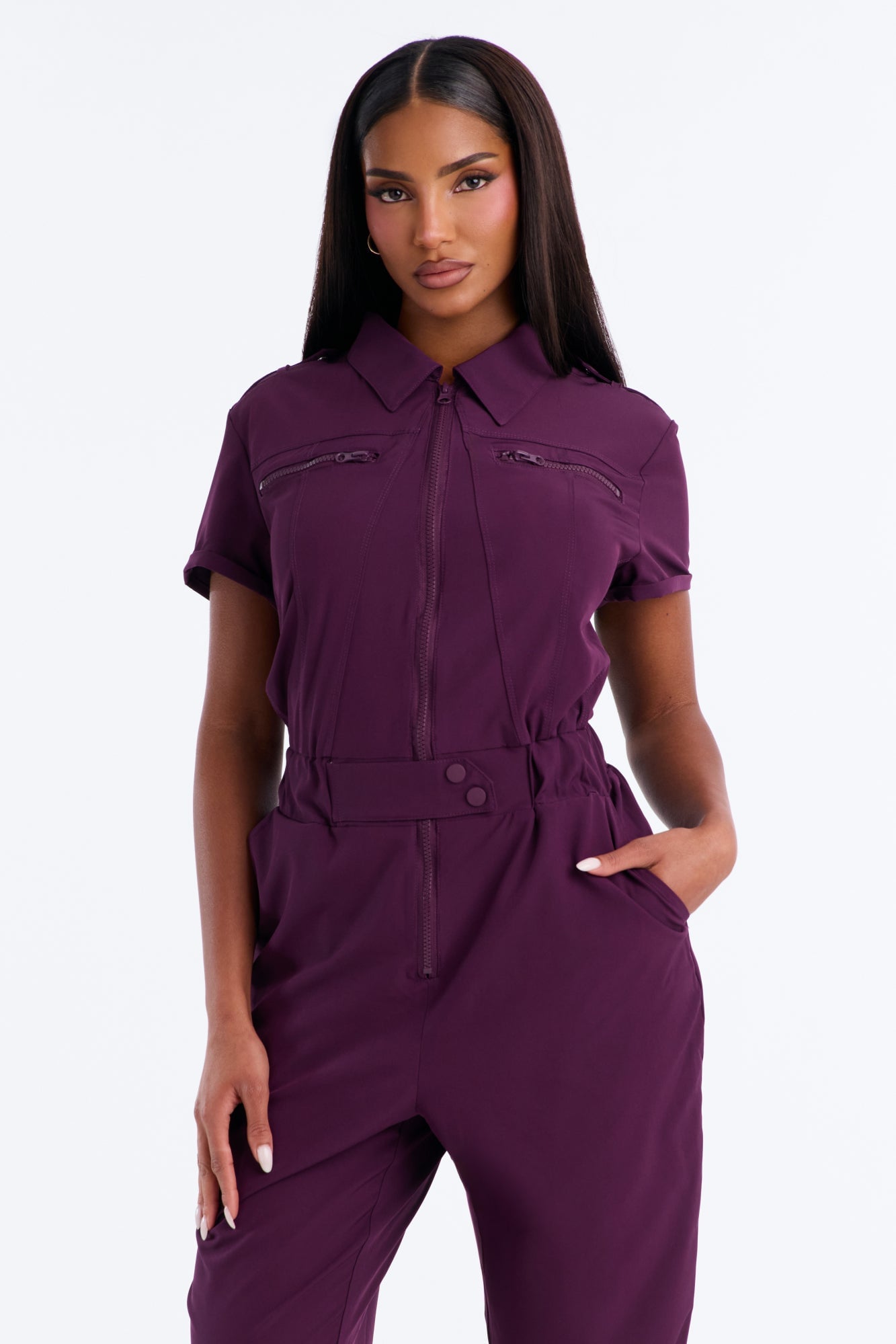 On Call Stretch Uniform Scrub Jumpsuit - Plum image 6