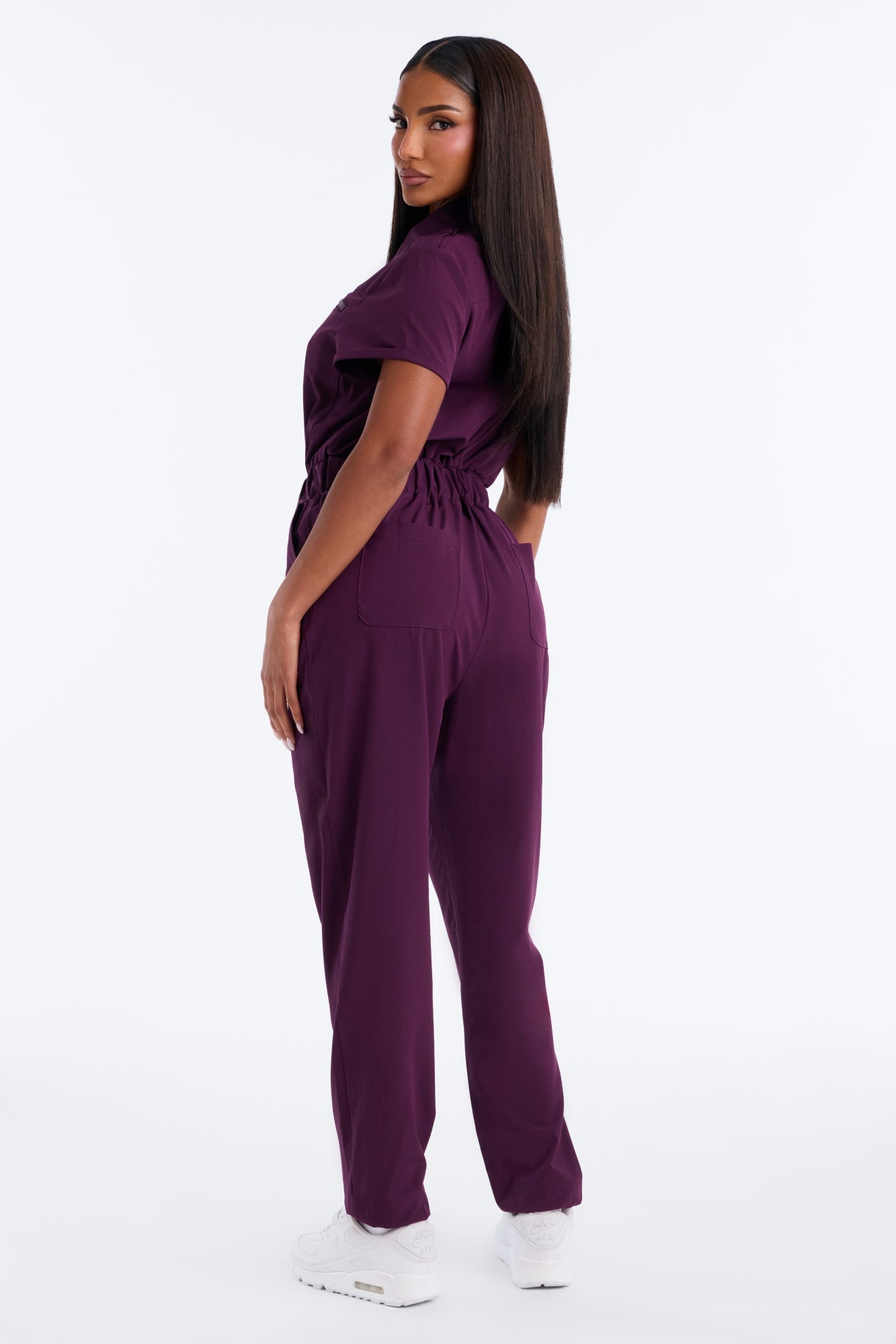 On Call Stretch Uniform Scrub Jumpsuit - Plum image 8