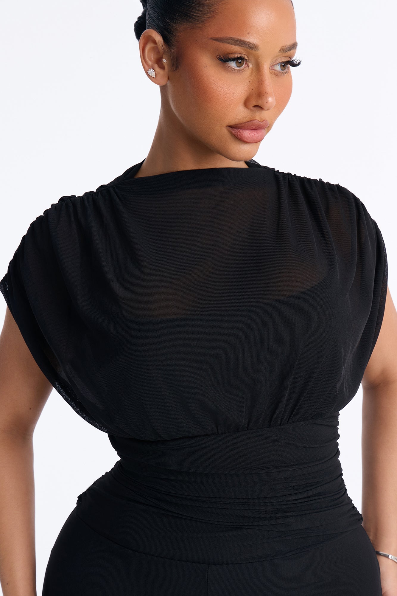 Ivanna Mesh Skinny Jumpsuit - Black image 3