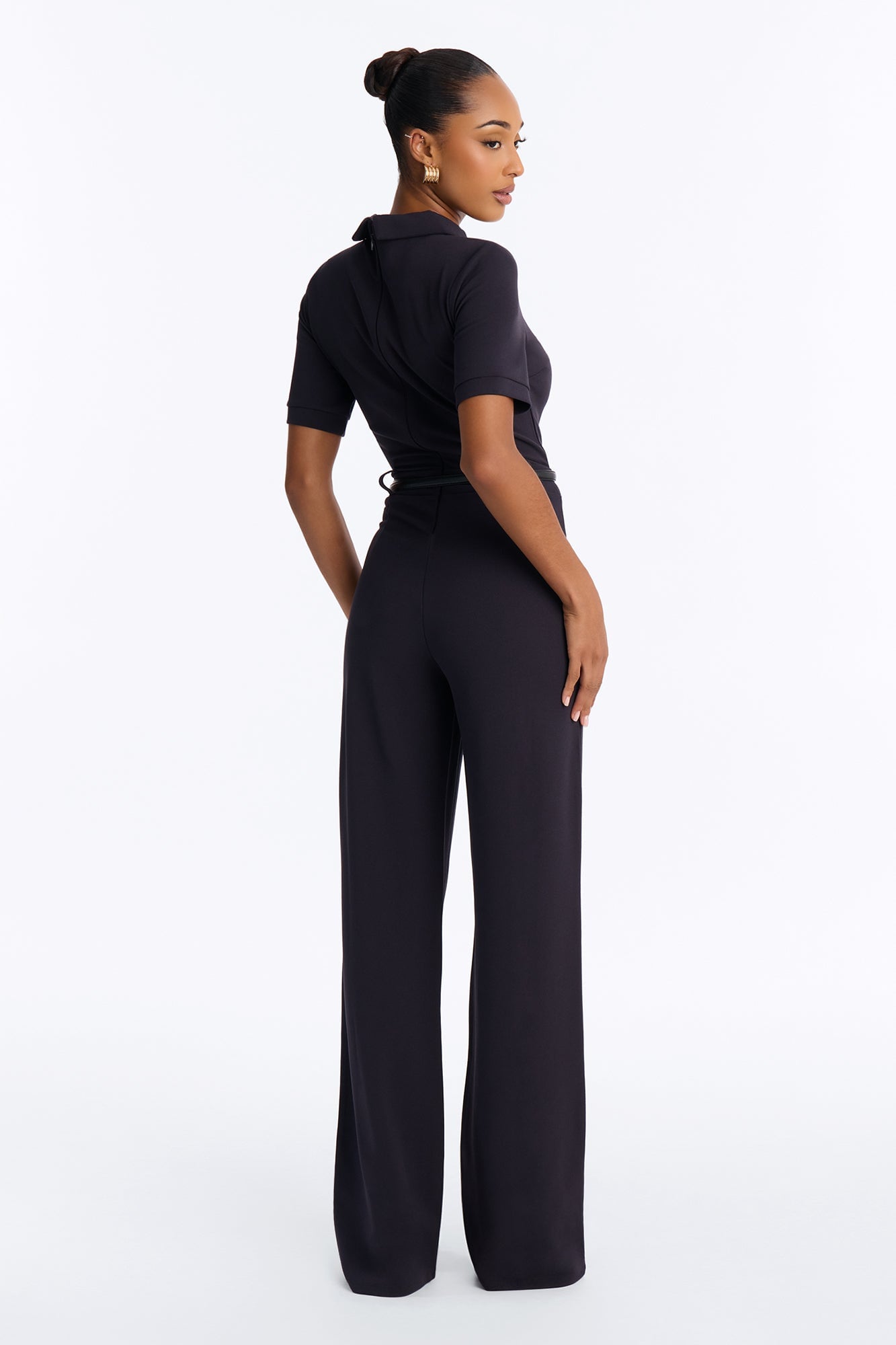 Angelique Belted Wide Leg Jumpsuit - Charcoal/combo image 8