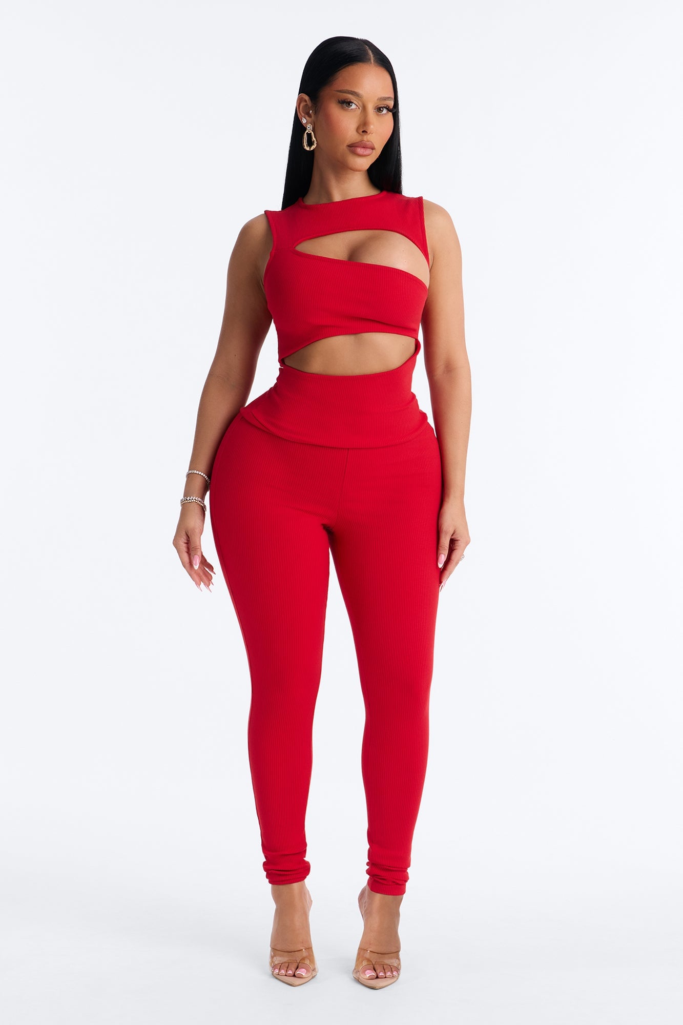 Acacia Snatched Skinny Jumpsuit - Red image 1