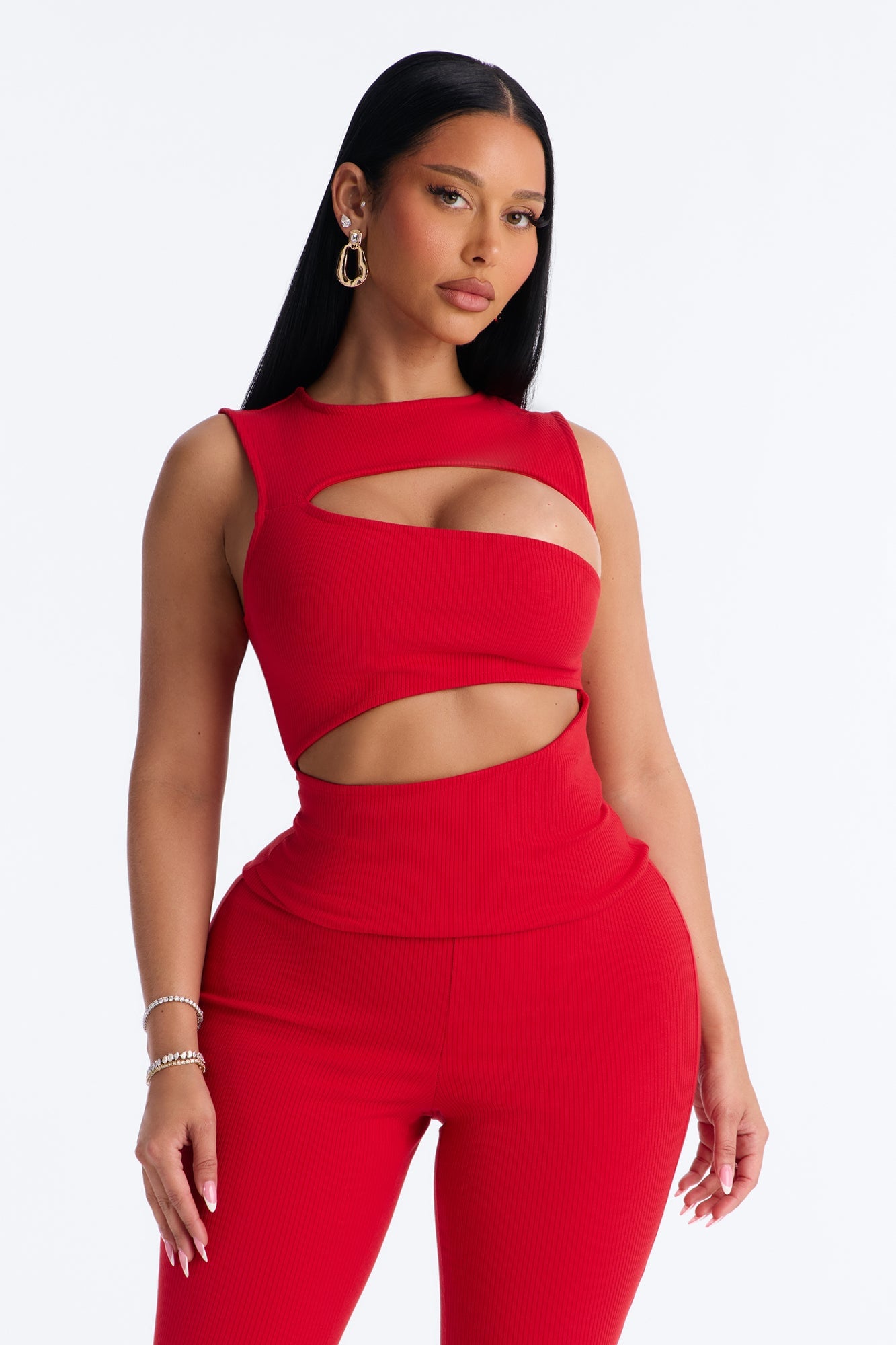 Acacia Snatched Skinny Jumpsuit - Red image 2