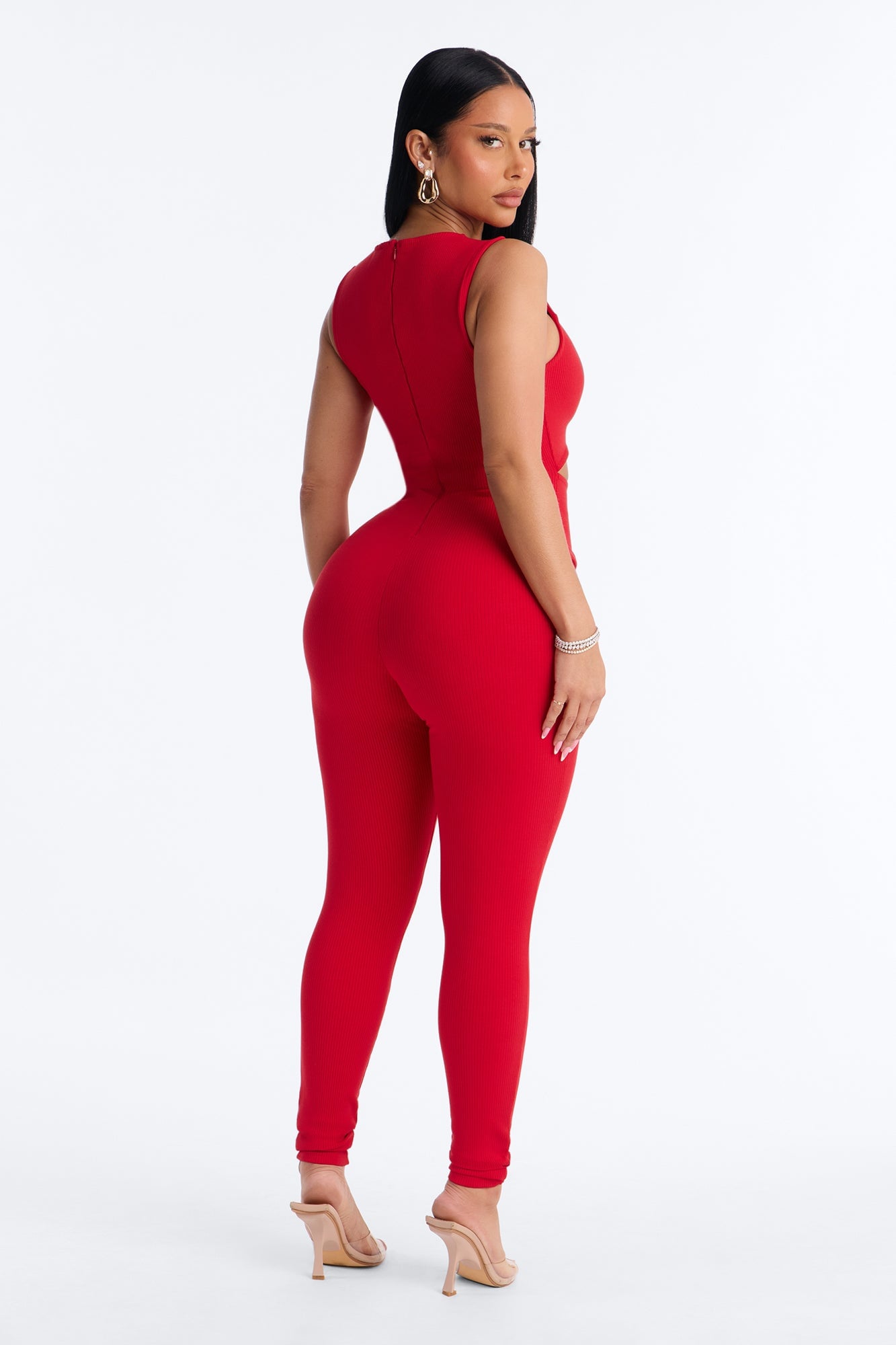 Acacia Snatched Skinny Jumpsuit - Red image 4