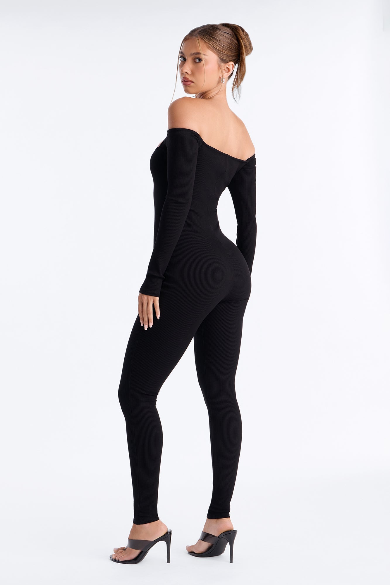 Lola Snatched Off Shoulder Jumpsuit - Black image 4