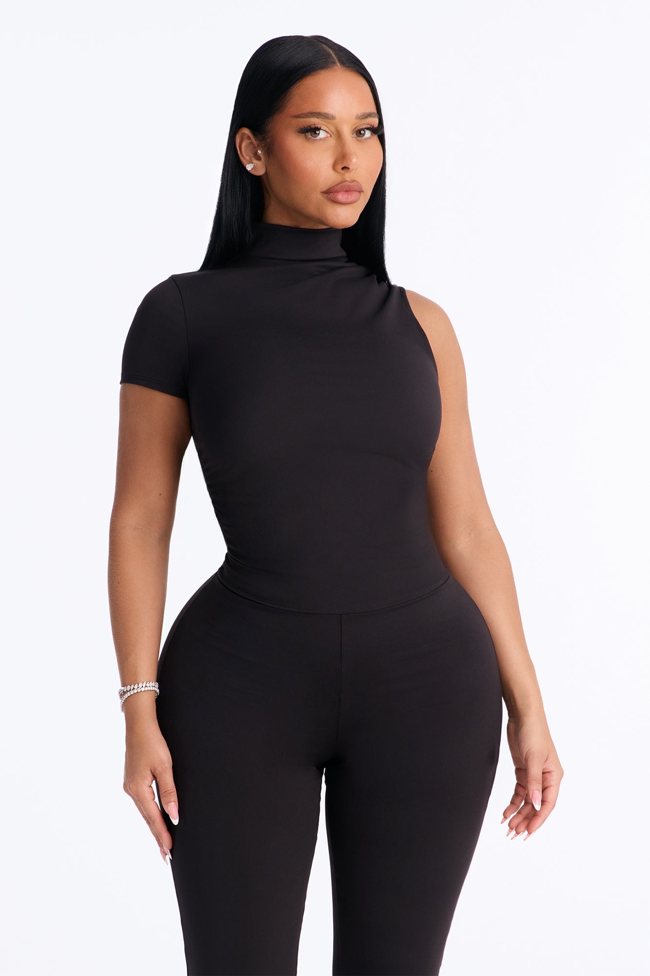 Take The Hint One Sleeve Jumpsuit - Black image 6