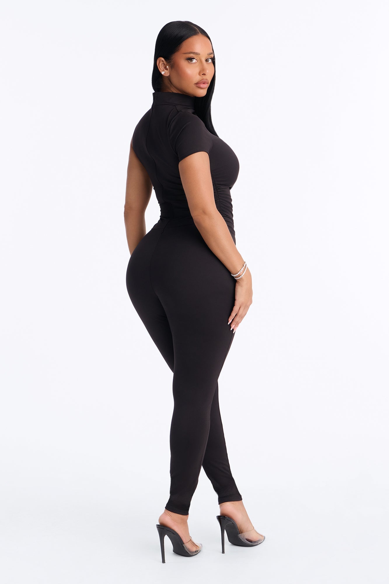 Take The Hint One Sleeve Jumpsuit - Black image 8