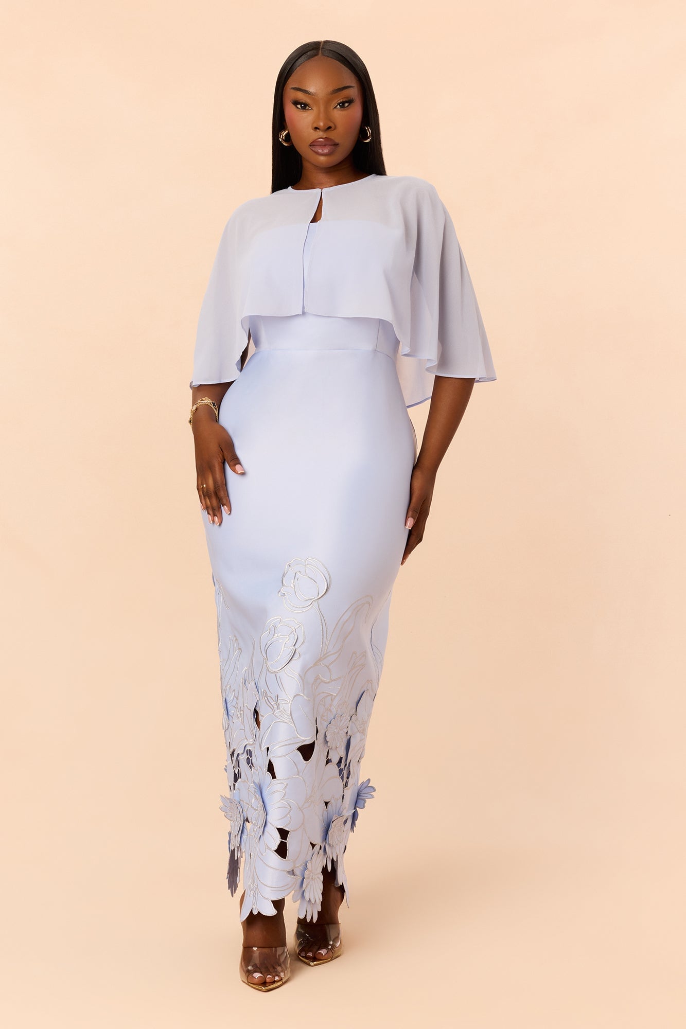 Pure Grace Satin Maxi Dress Set - Periwinkle image 1