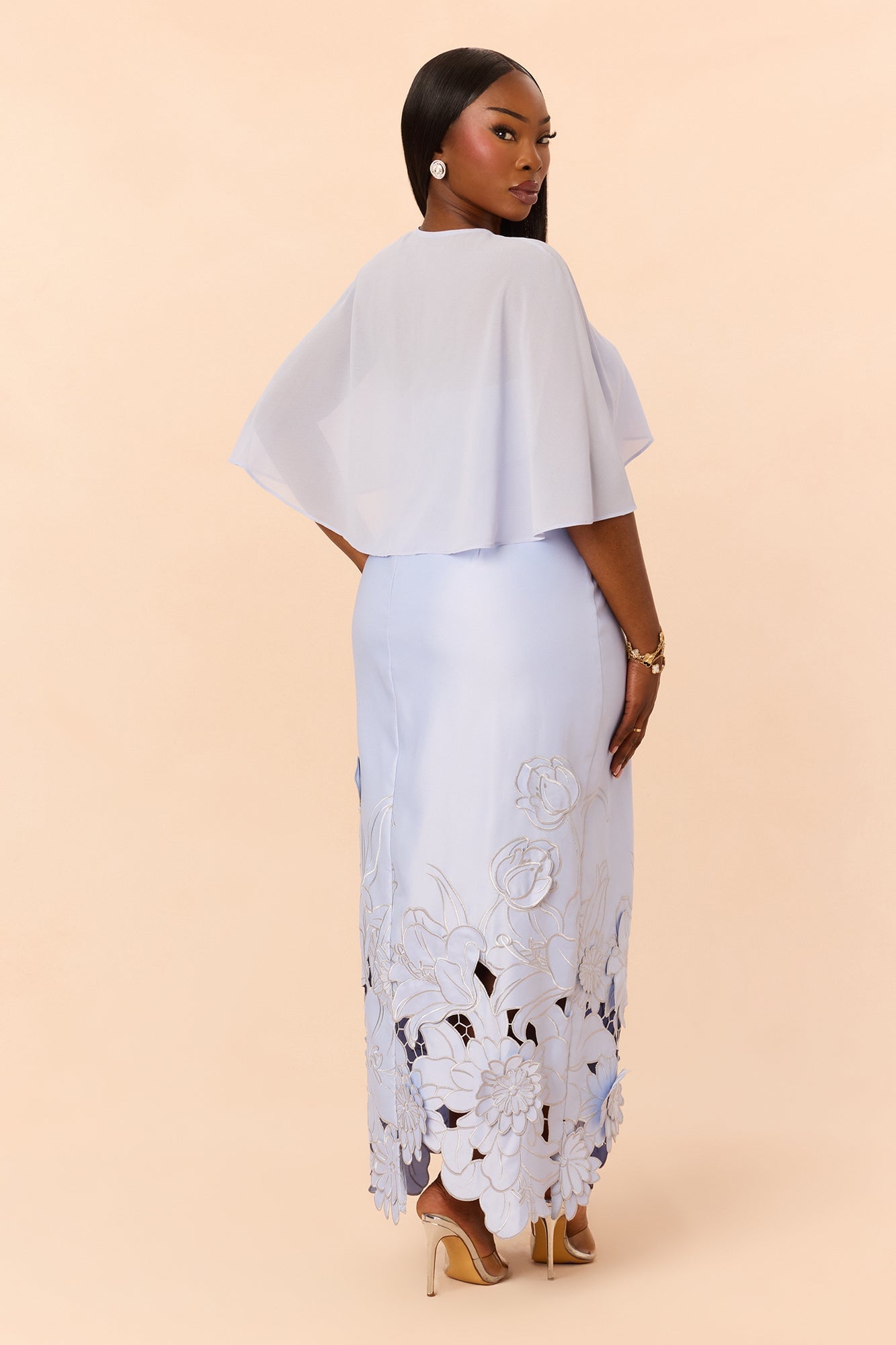 Pure Grace Satin Maxi Dress Set - Periwinkle image 4