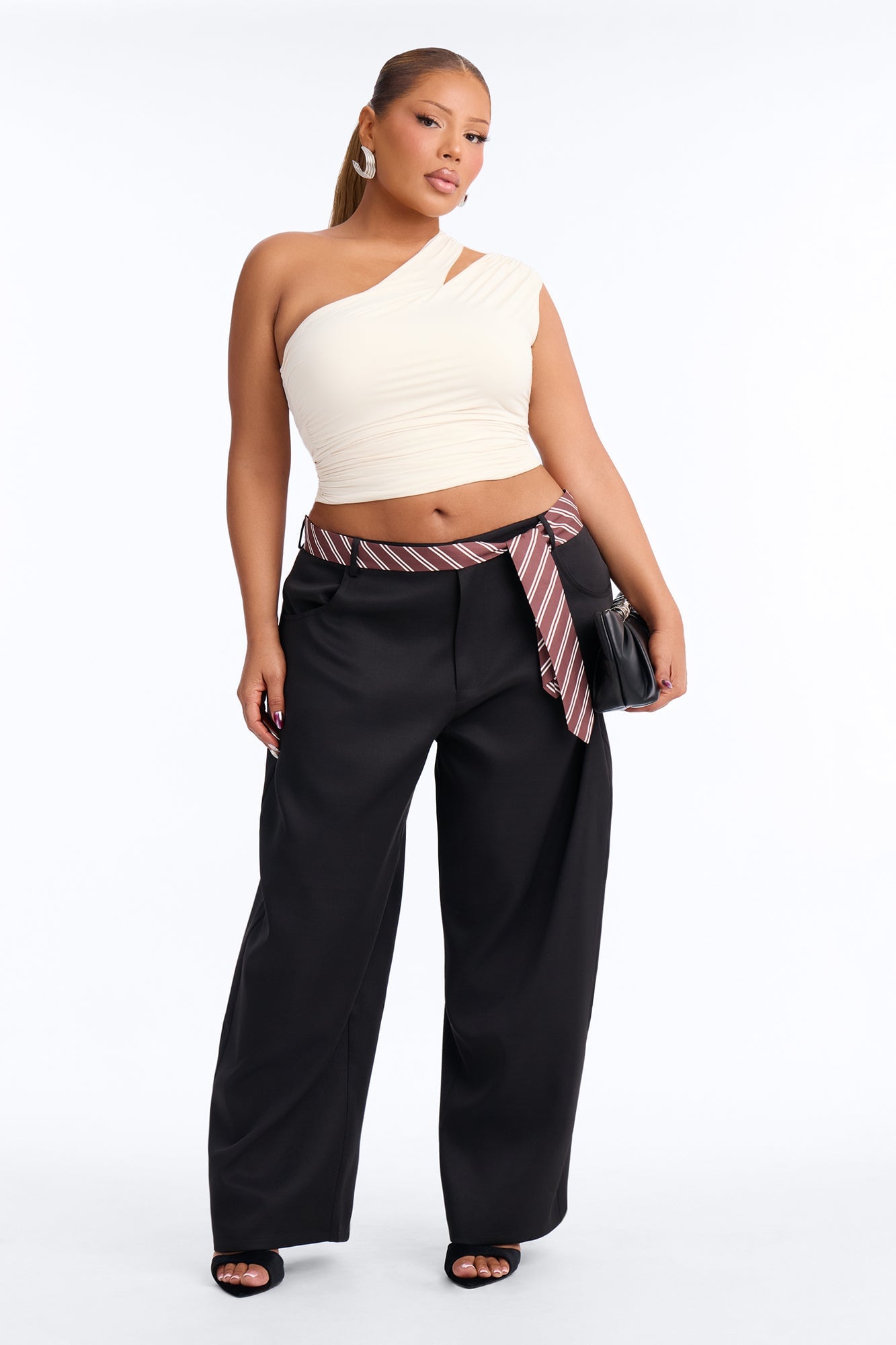 All Tied Up Barrel Leg Trouser - Black image 2