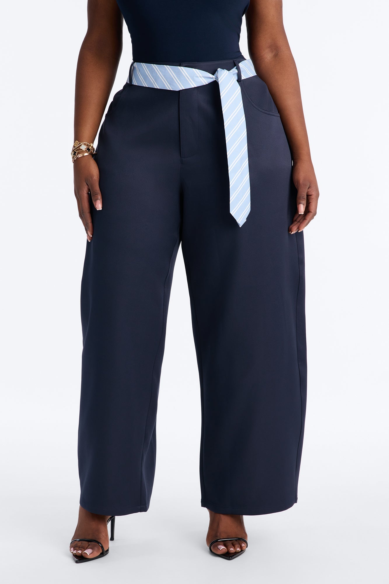 All Tied Up Barrel Leg Trouser - Navy image 2