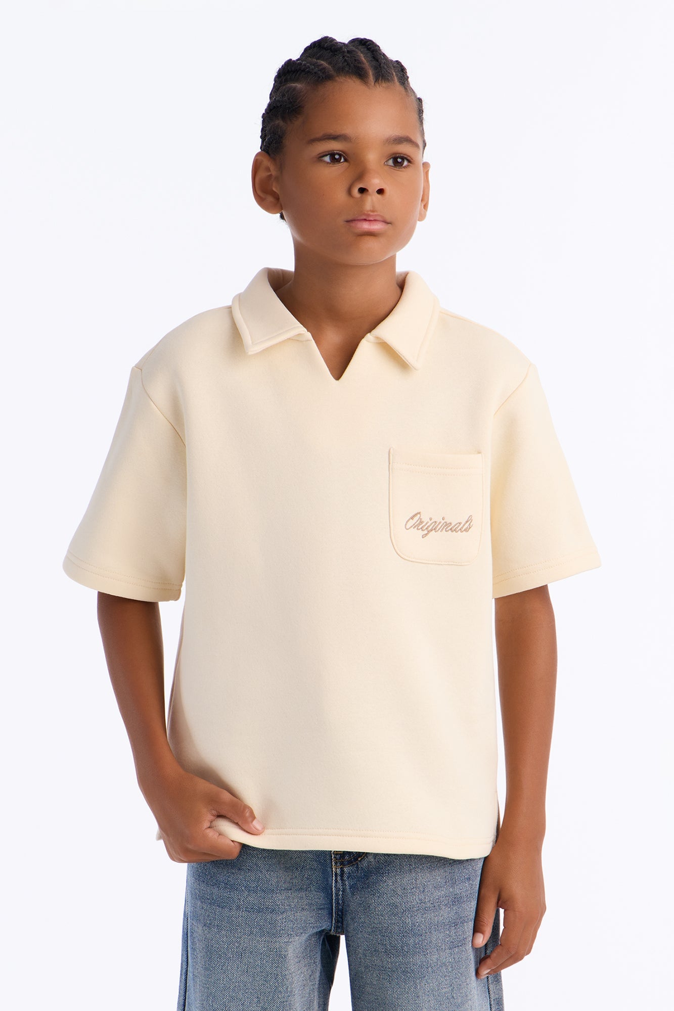 Mini Tyson Happy Mistake Short Sleeve Polo - Cream image 1