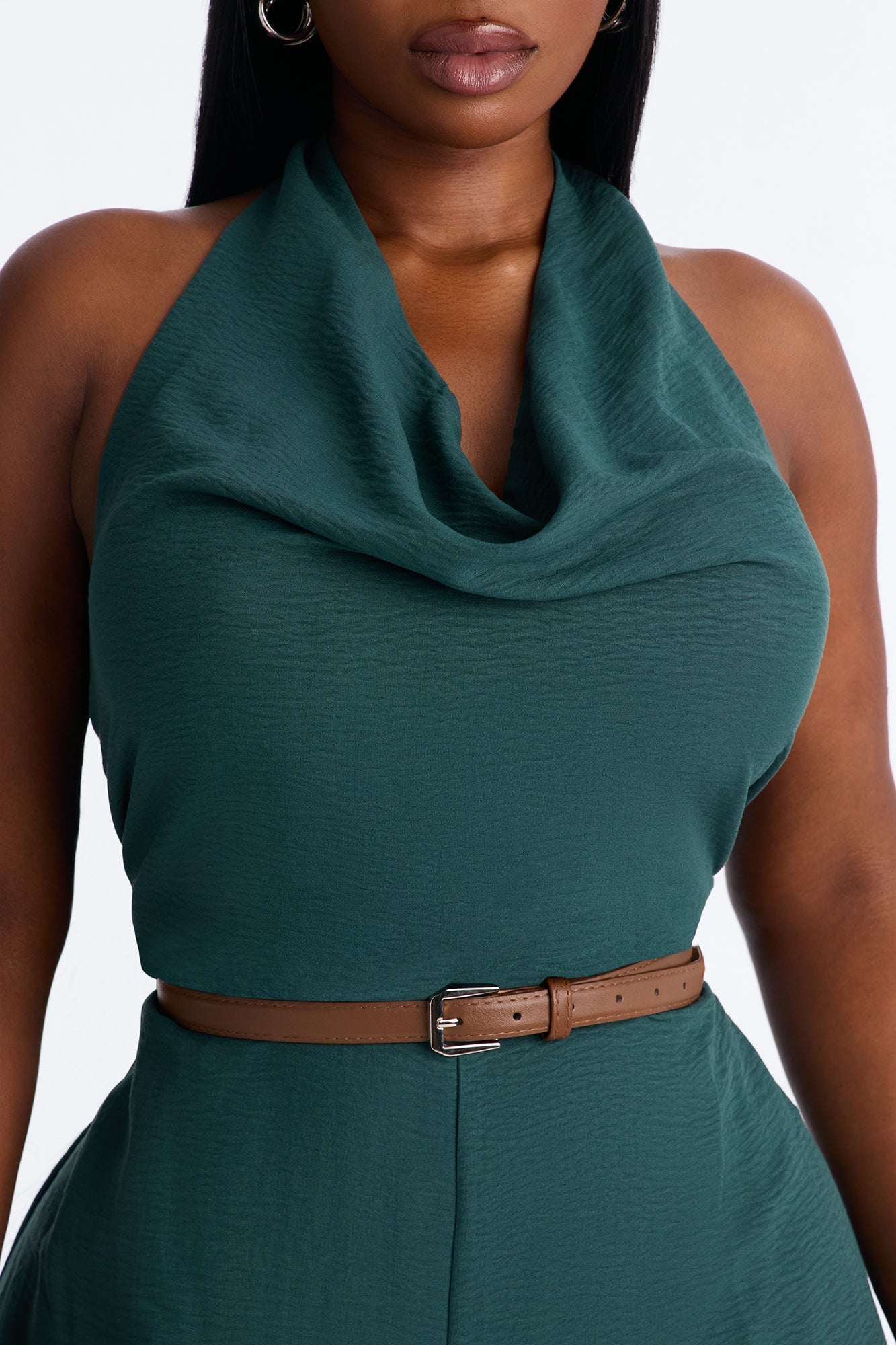 Amelia Belted Halter Jumpsuit - Hunter image 4