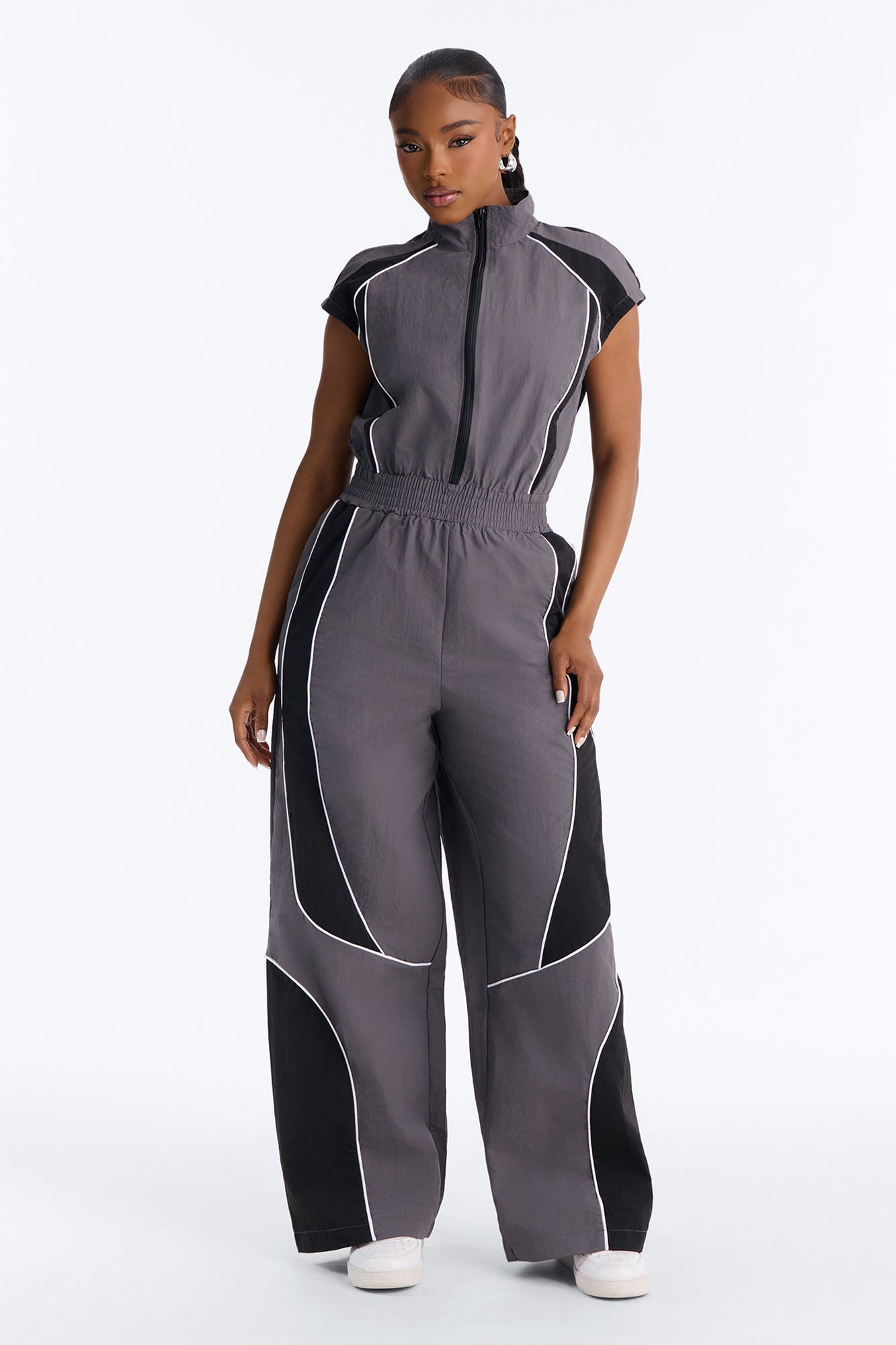 Race You There Windbreaker Jumpsuit - Charcoal image 1