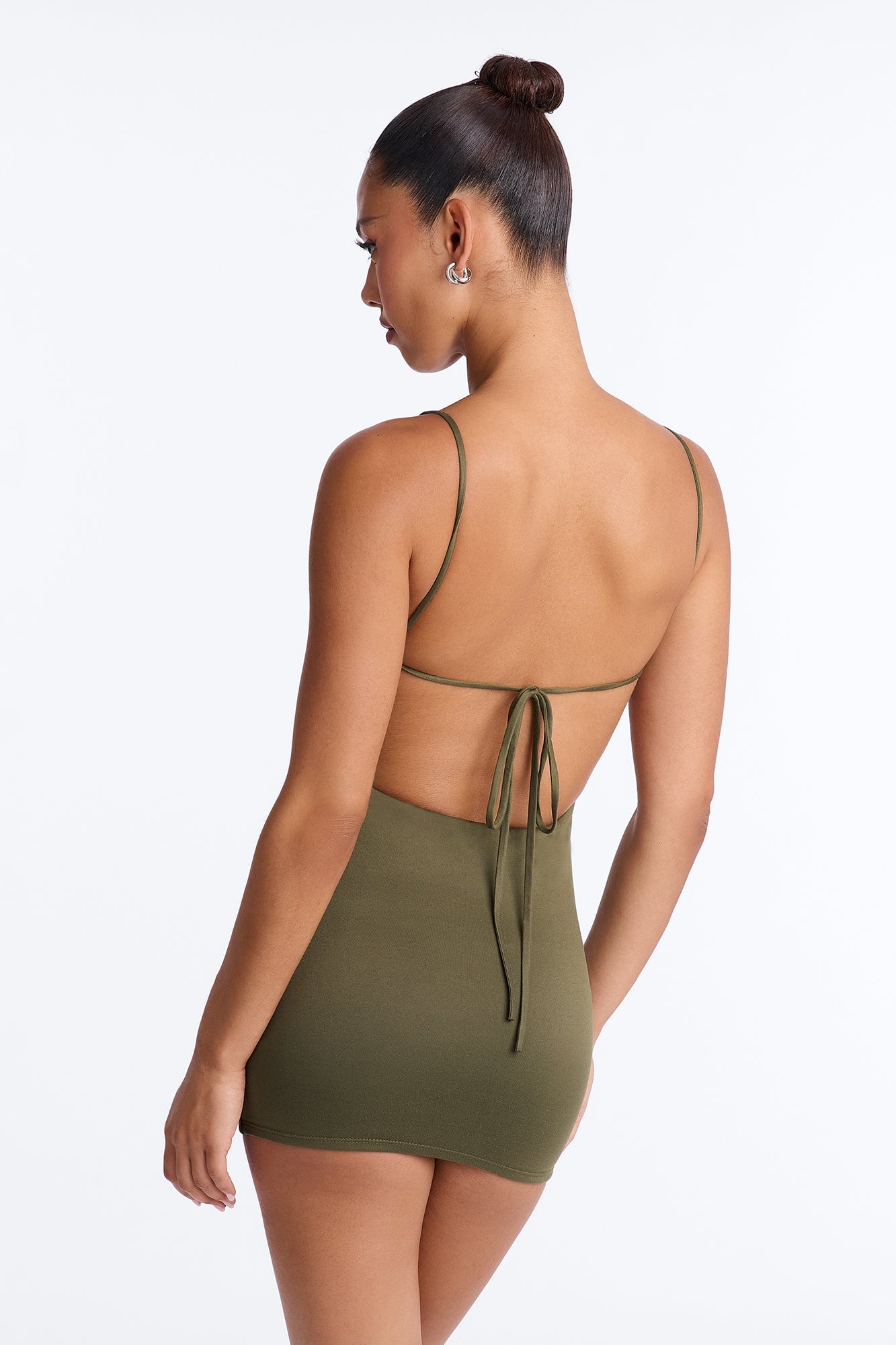 Dali Double Lined Micro Mini Dress - Olive image 7