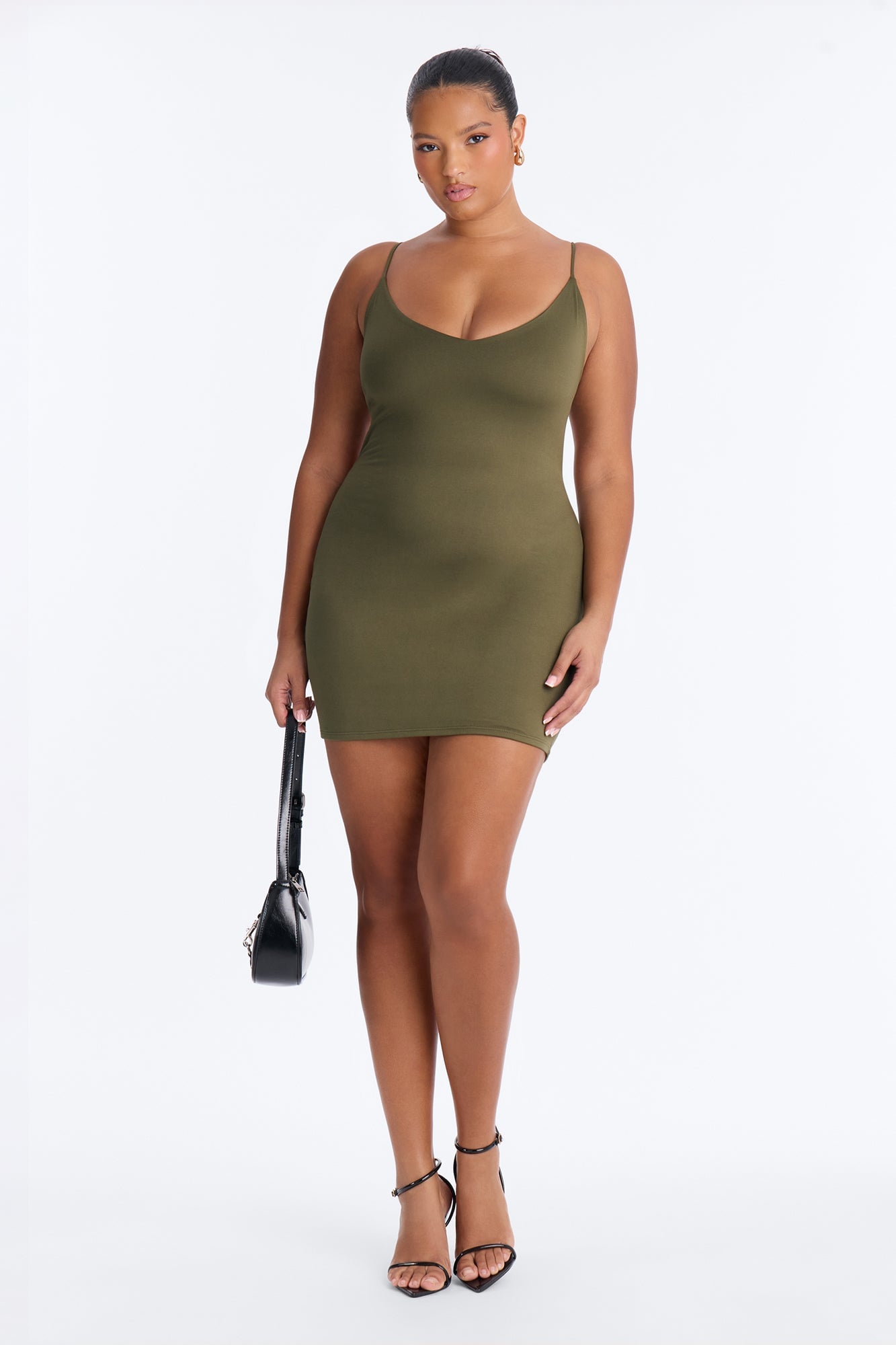 Dali Double Lined Micro Mini Dress - Olive image 2