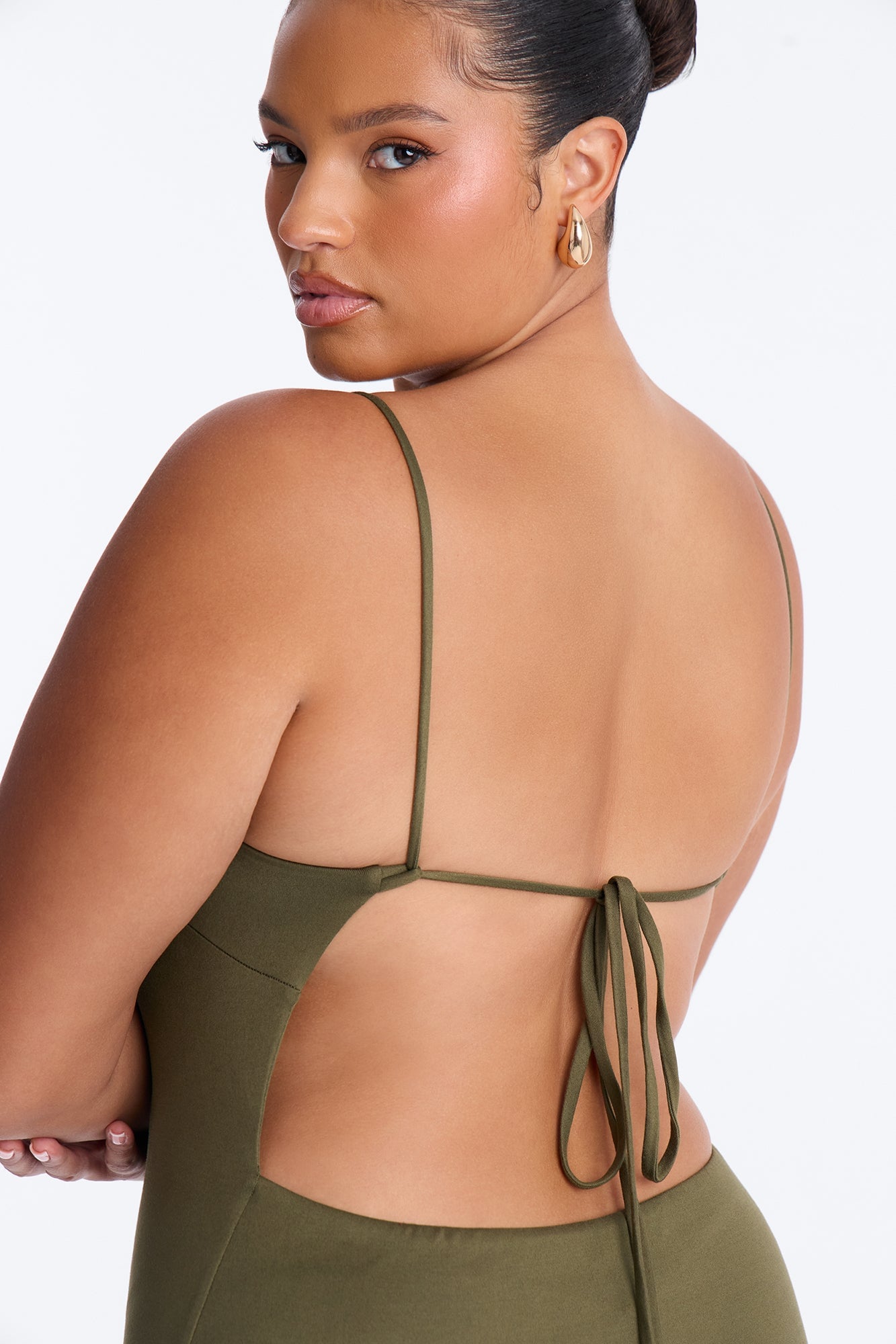Dali Double Lined Micro Mini Dress - Olive image 3