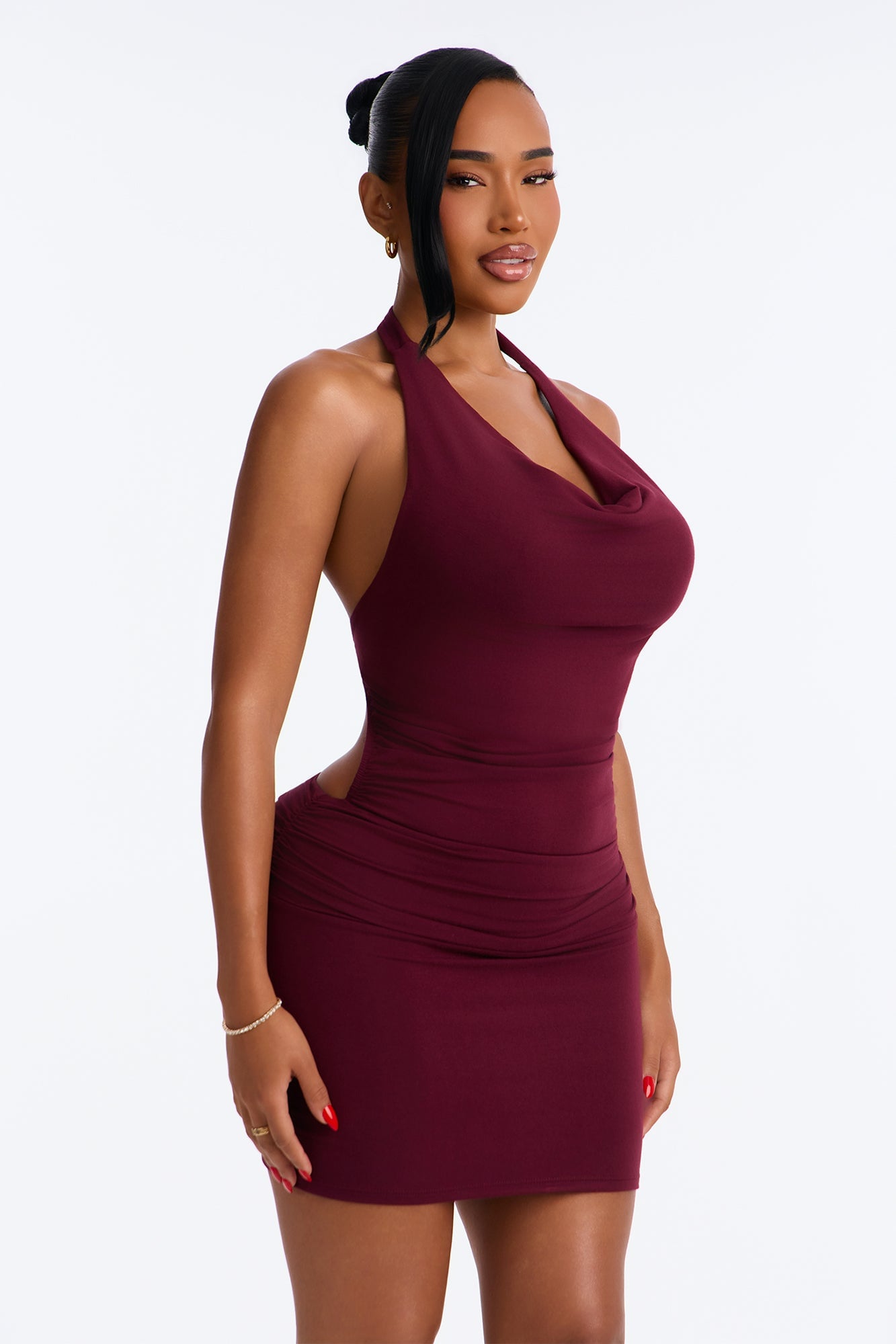 Jax Double Lined Mini Dress - Burgundy image 6