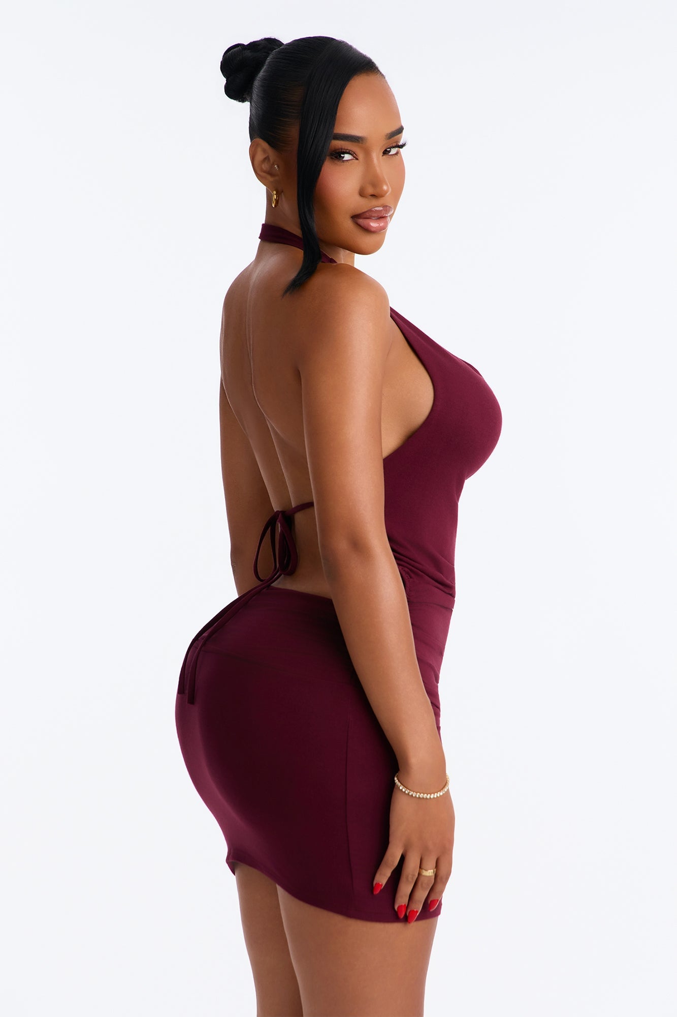Jax Double Lined Mini Dress - Burgundy image 8