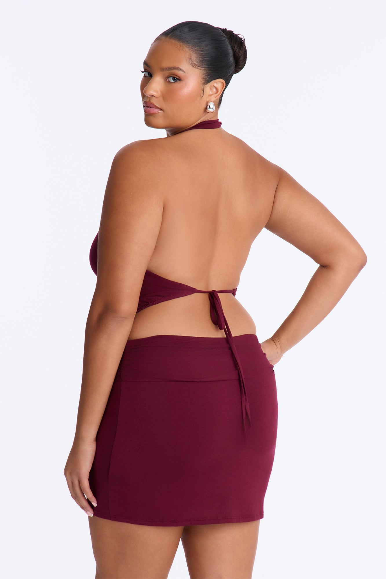 Jax Double Lined Mini Dress - Burgundy image 4