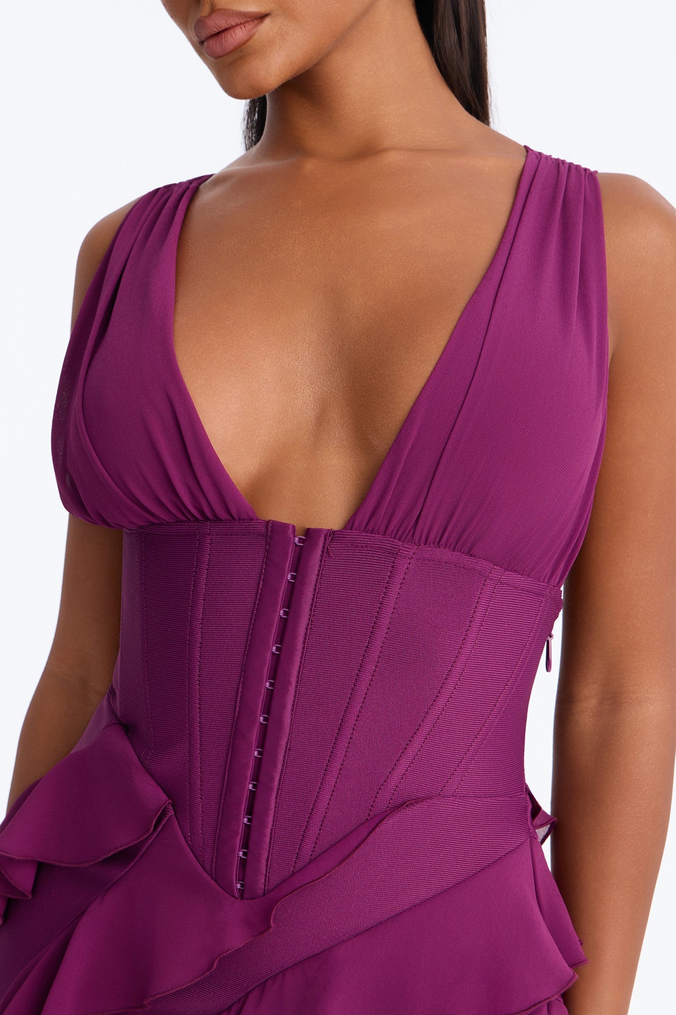 Jocelyn Bandage Ruffle Midi Dress - Plum image 7