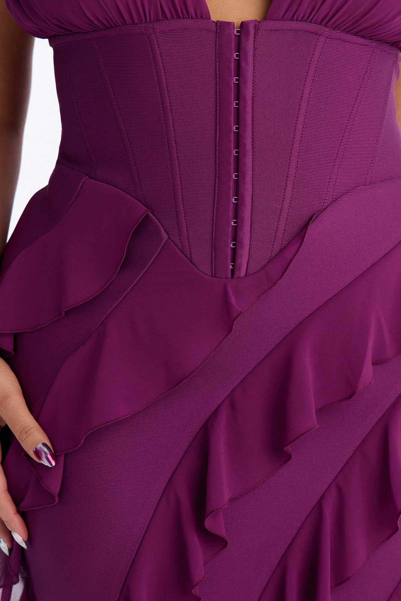 Jocelyn Bandage Ruffle Midi Dress - Plum image 3