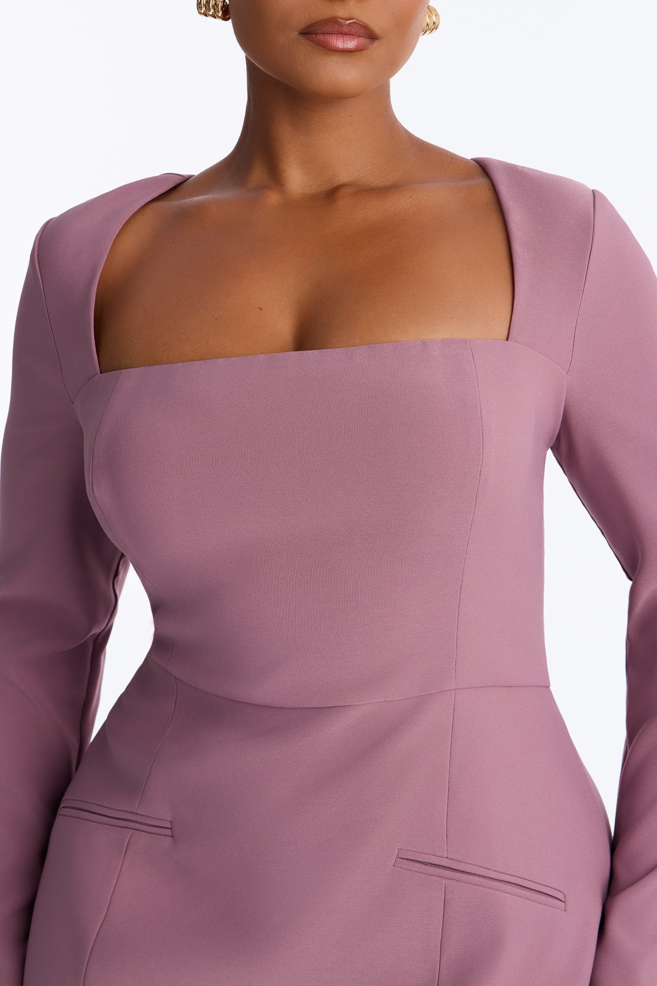Blaire Square Neck Mini Dress - Mauve image 3